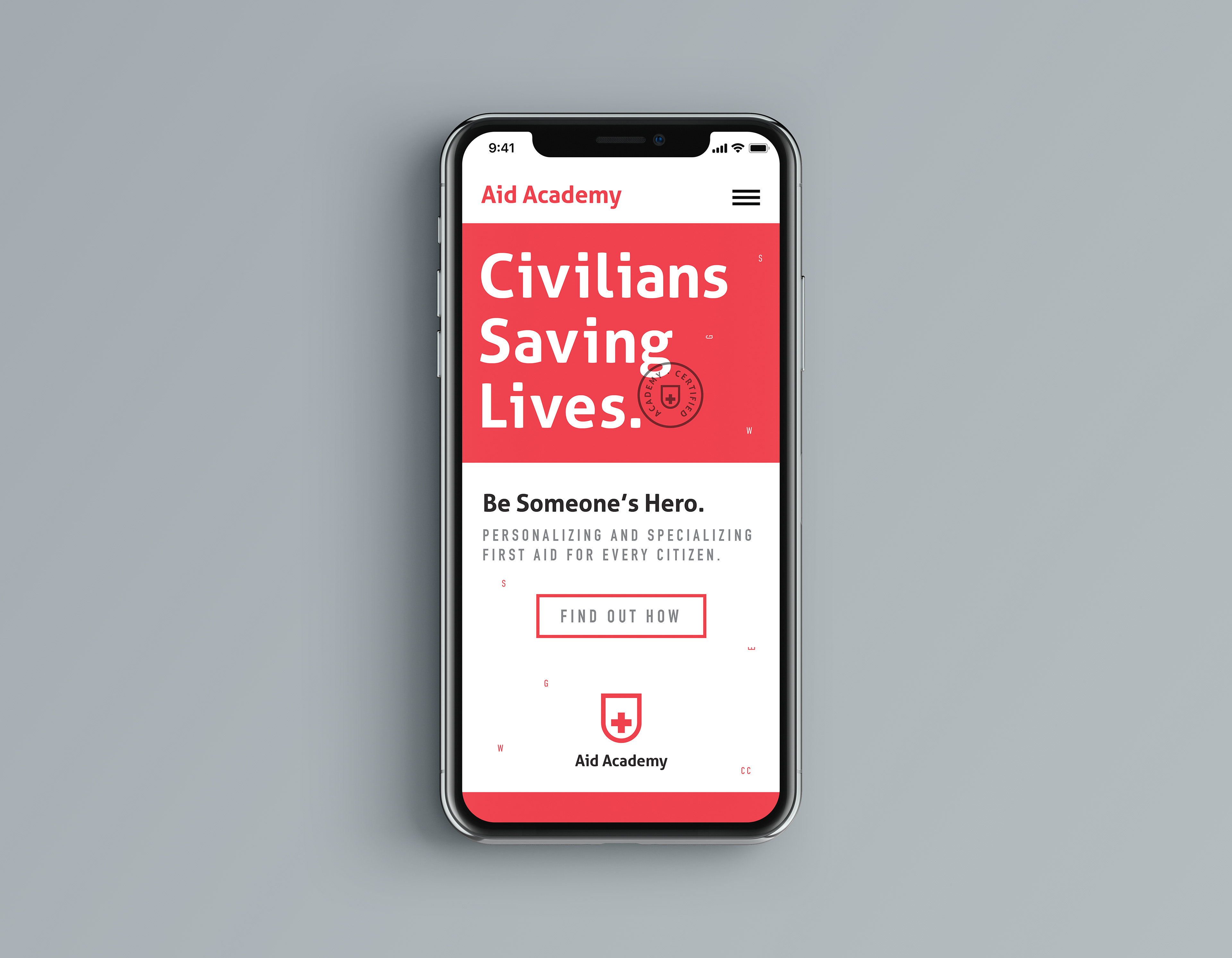 Iphone with Aid Academy website.