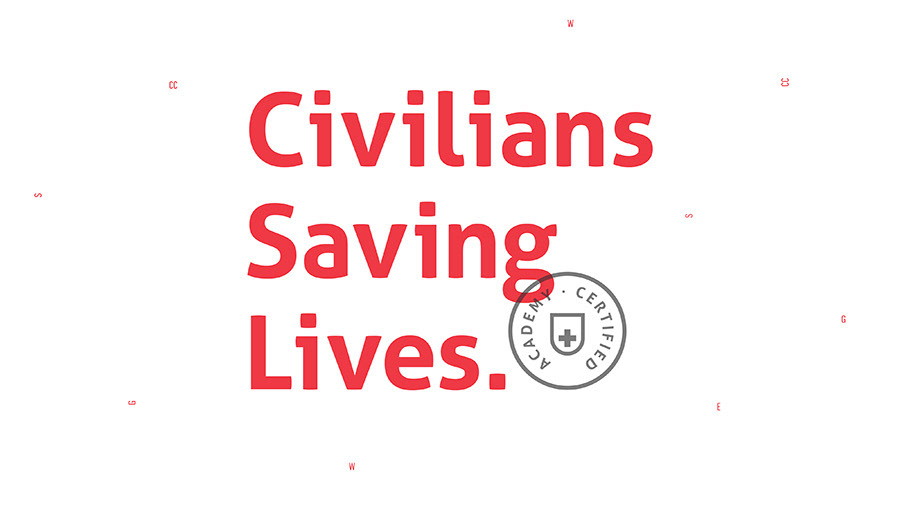 "Civilians saving lives." with an Academy certified logo.