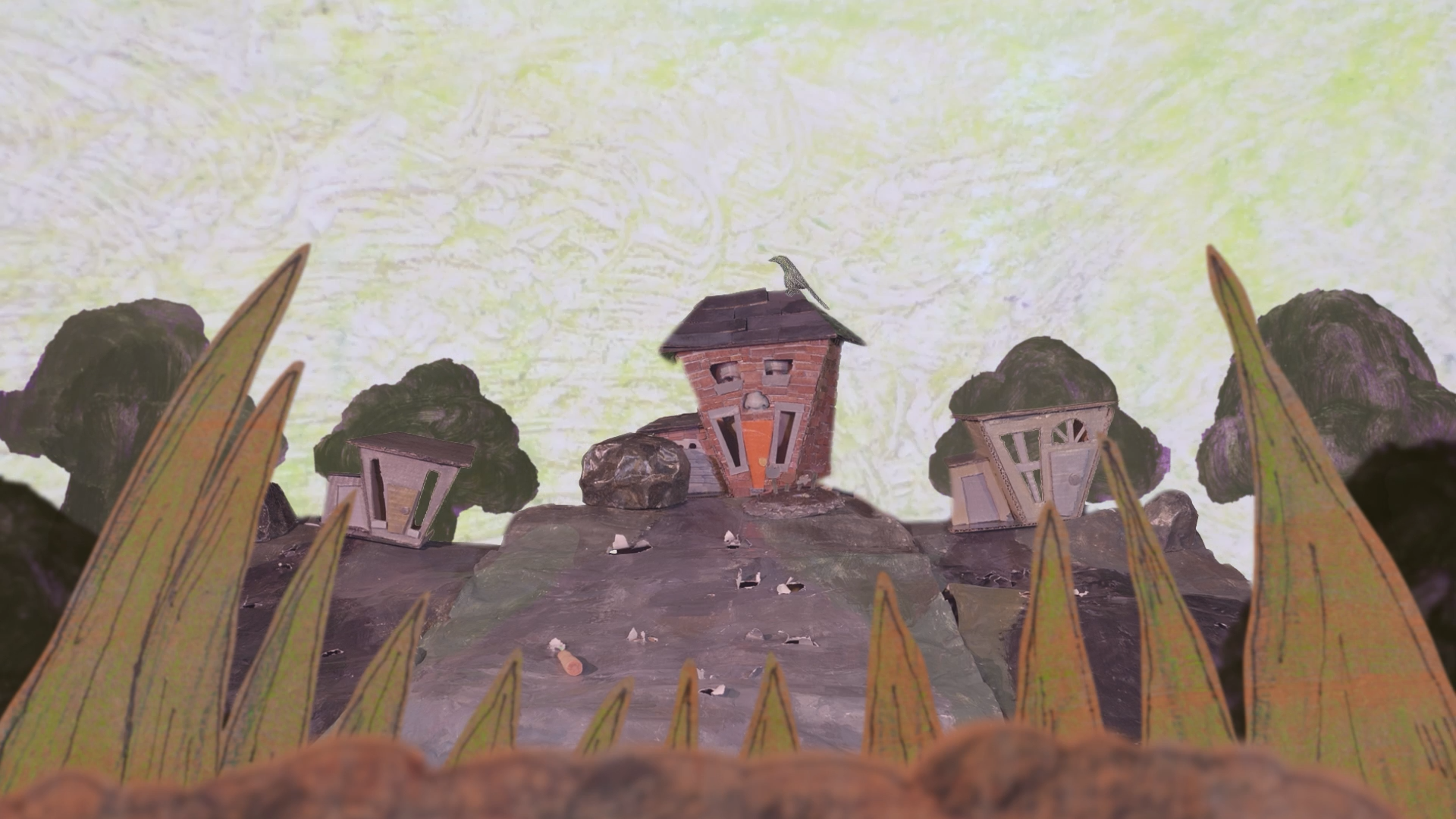 Live Action House, Colored Pencil, Acrylic Paint, Pen, Silicone Finger