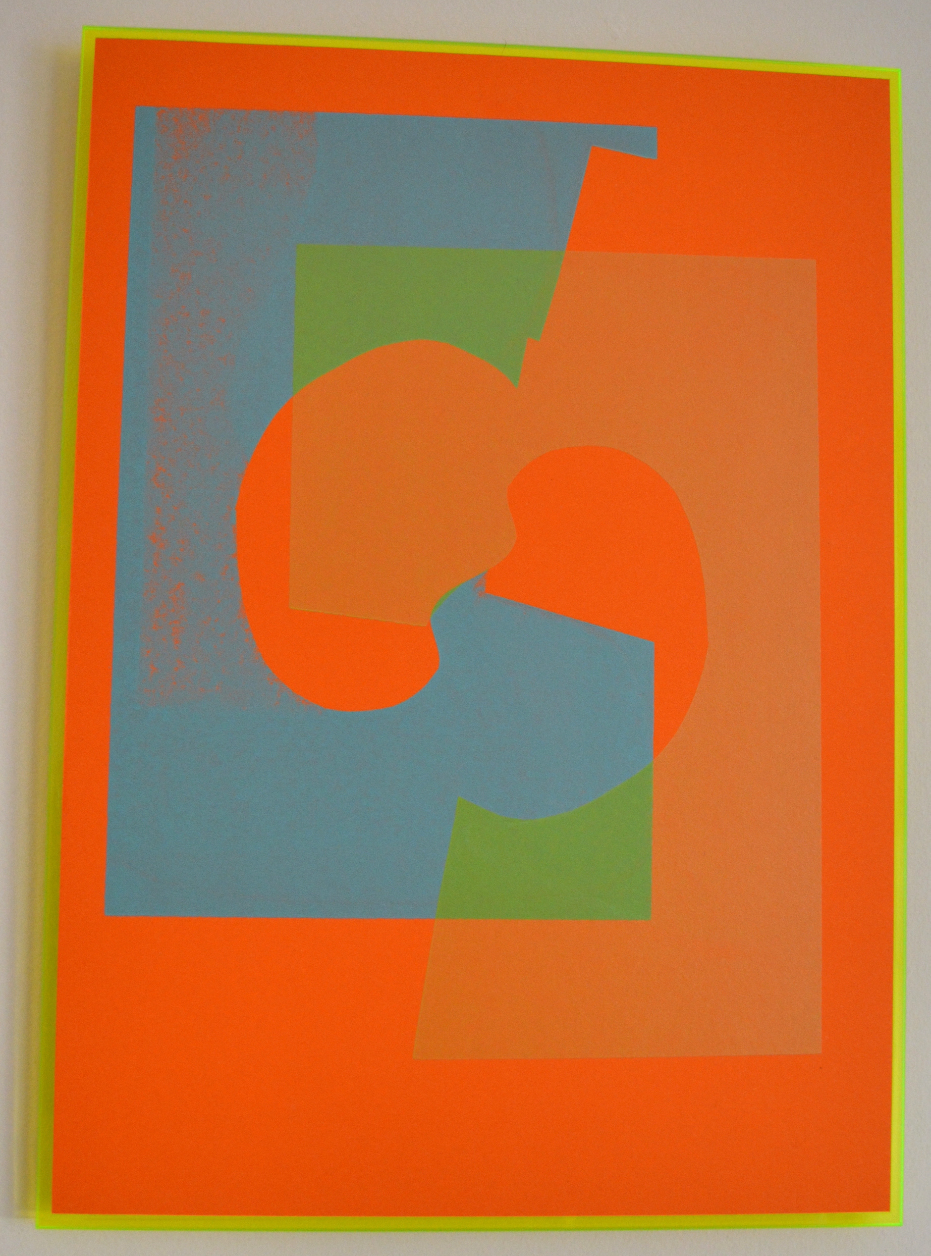 Screenprint, 29.7 x 42 cm, mounted onto 5mm acid green perspex, 30.7 x 43 cm