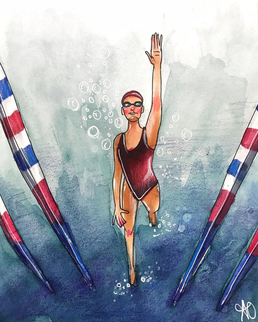 SWIMMING GIRL DRAWN BY ANISA OZALP