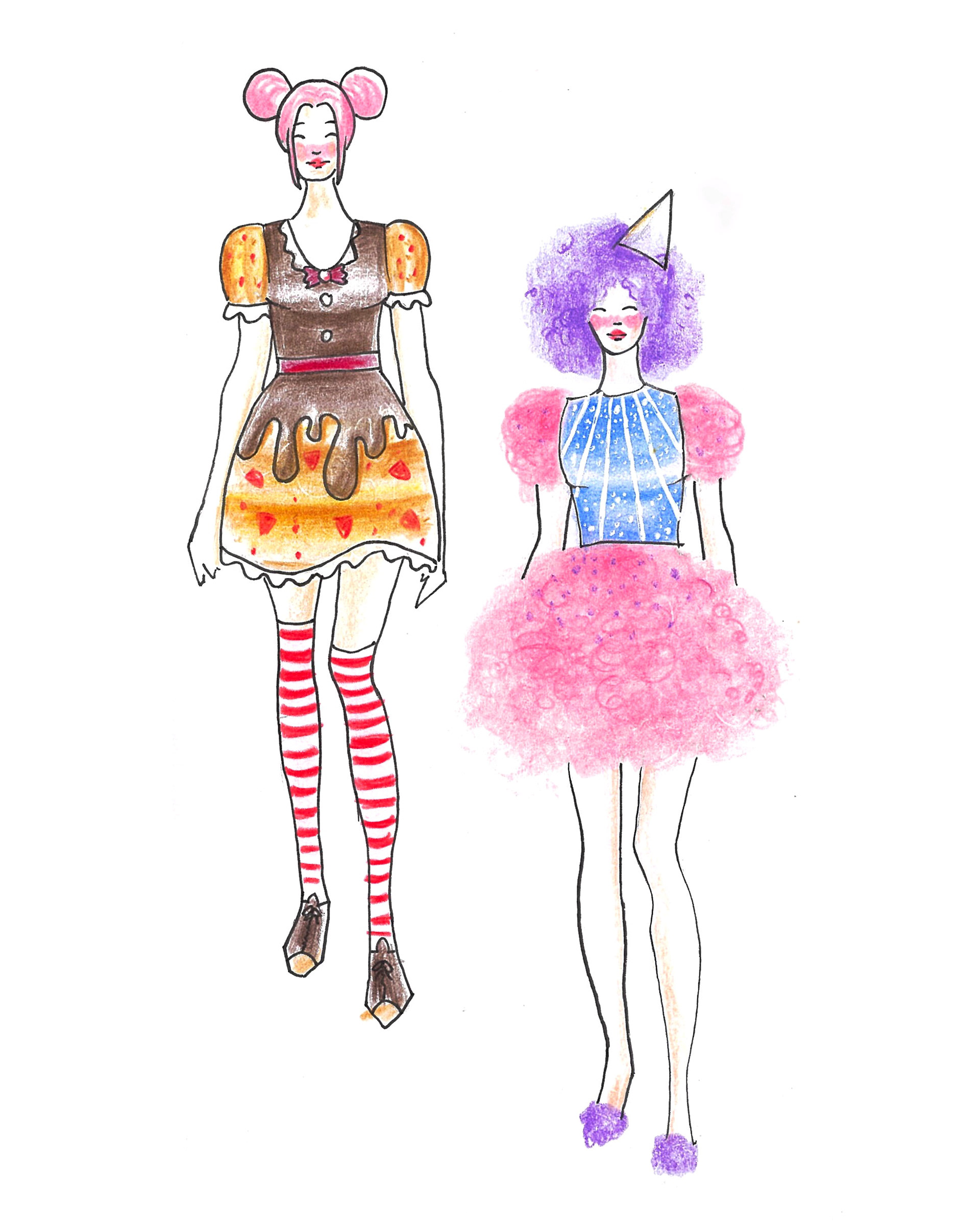 Cake Themed Fashion Drawing