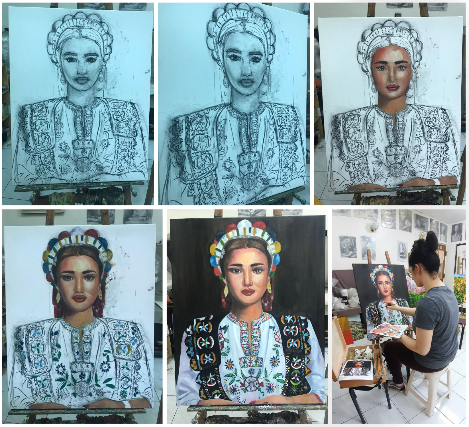 Balkan Girl Oil Paint Process