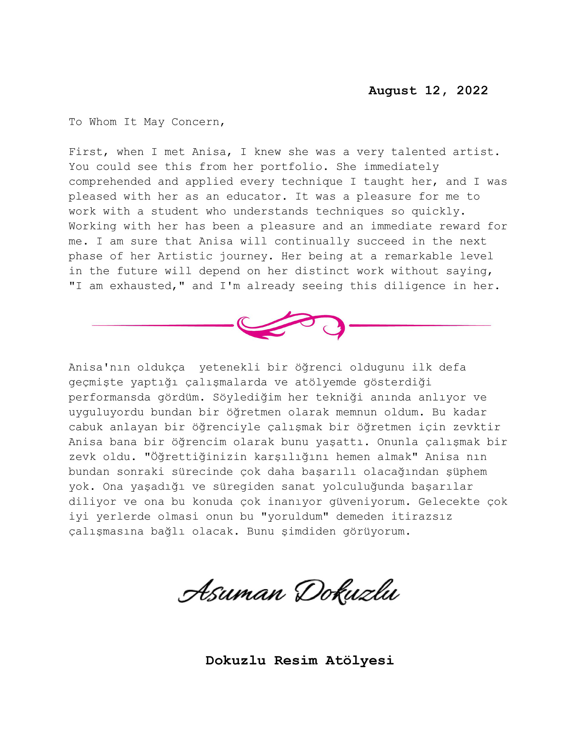 Reference Letter