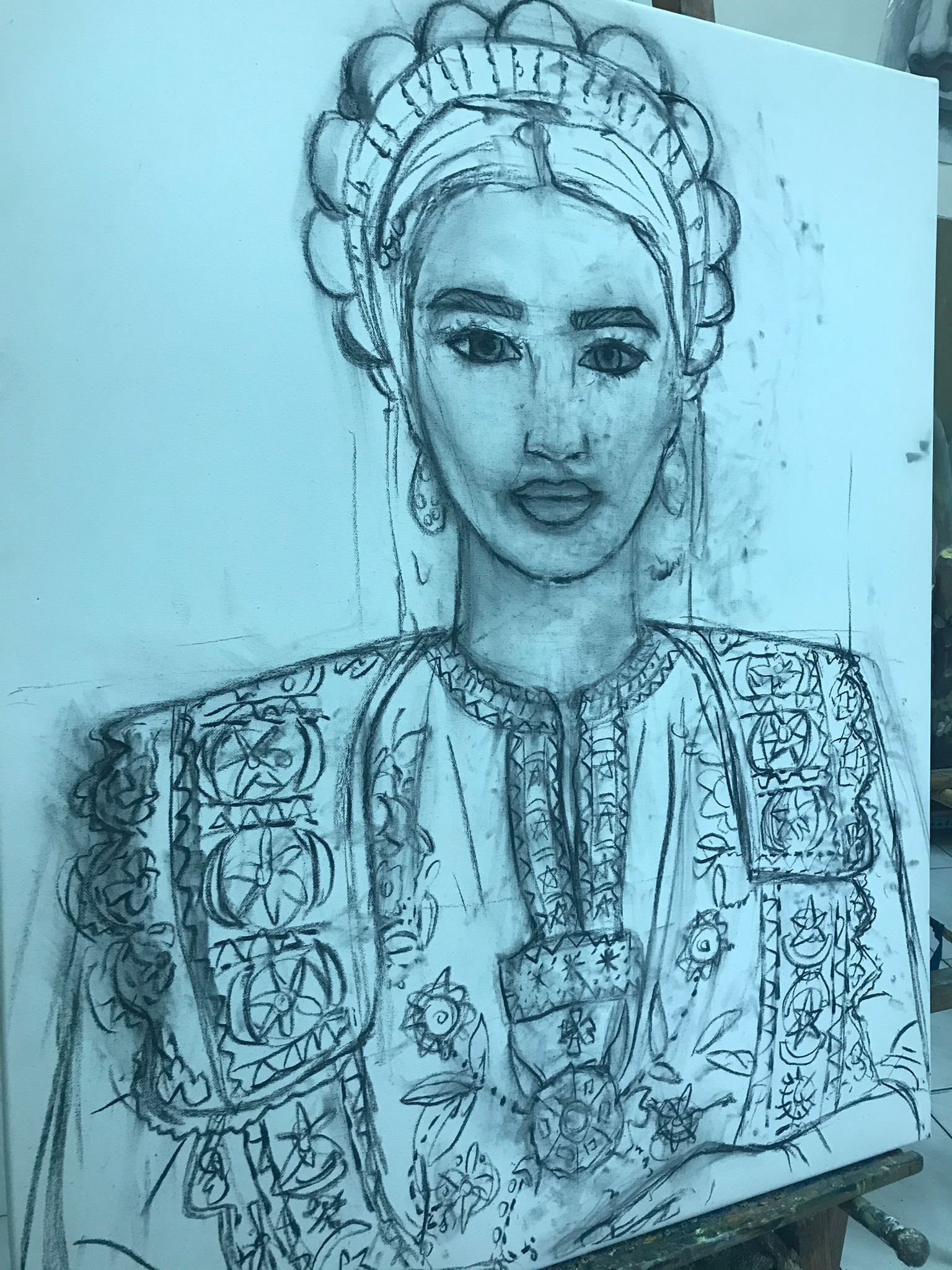 OIL PAINTING BEAUTIFUL TRADITIONAL ALBANIAN GIRL