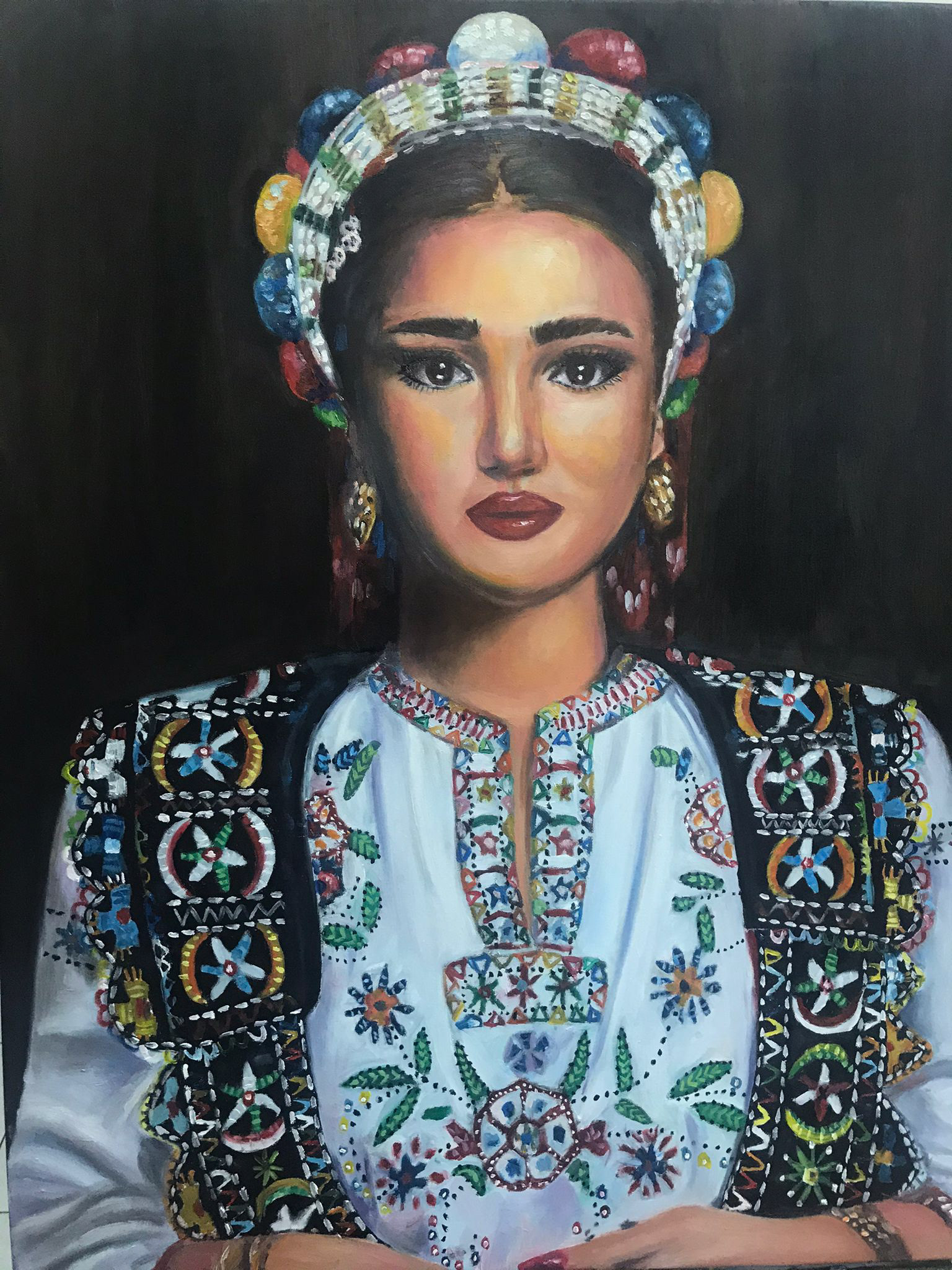 Traditional Albanian Girl Oil Painting