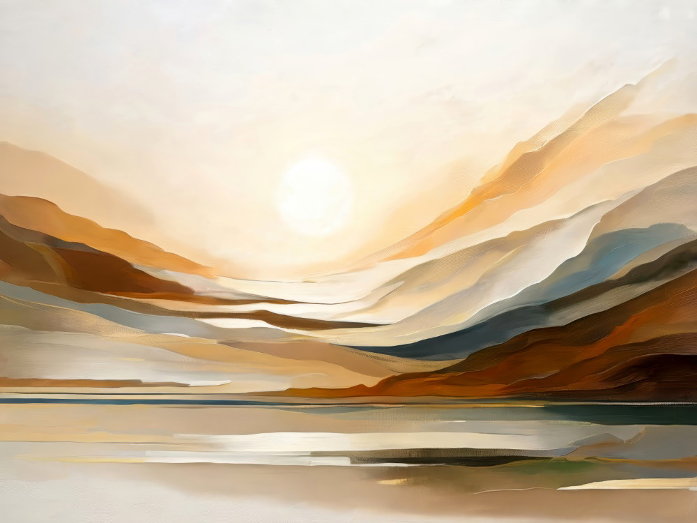 Sunset Through Misty Peaks