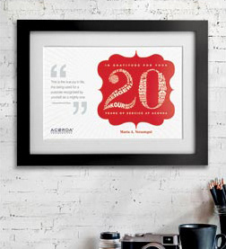 20 year employee recognition poster