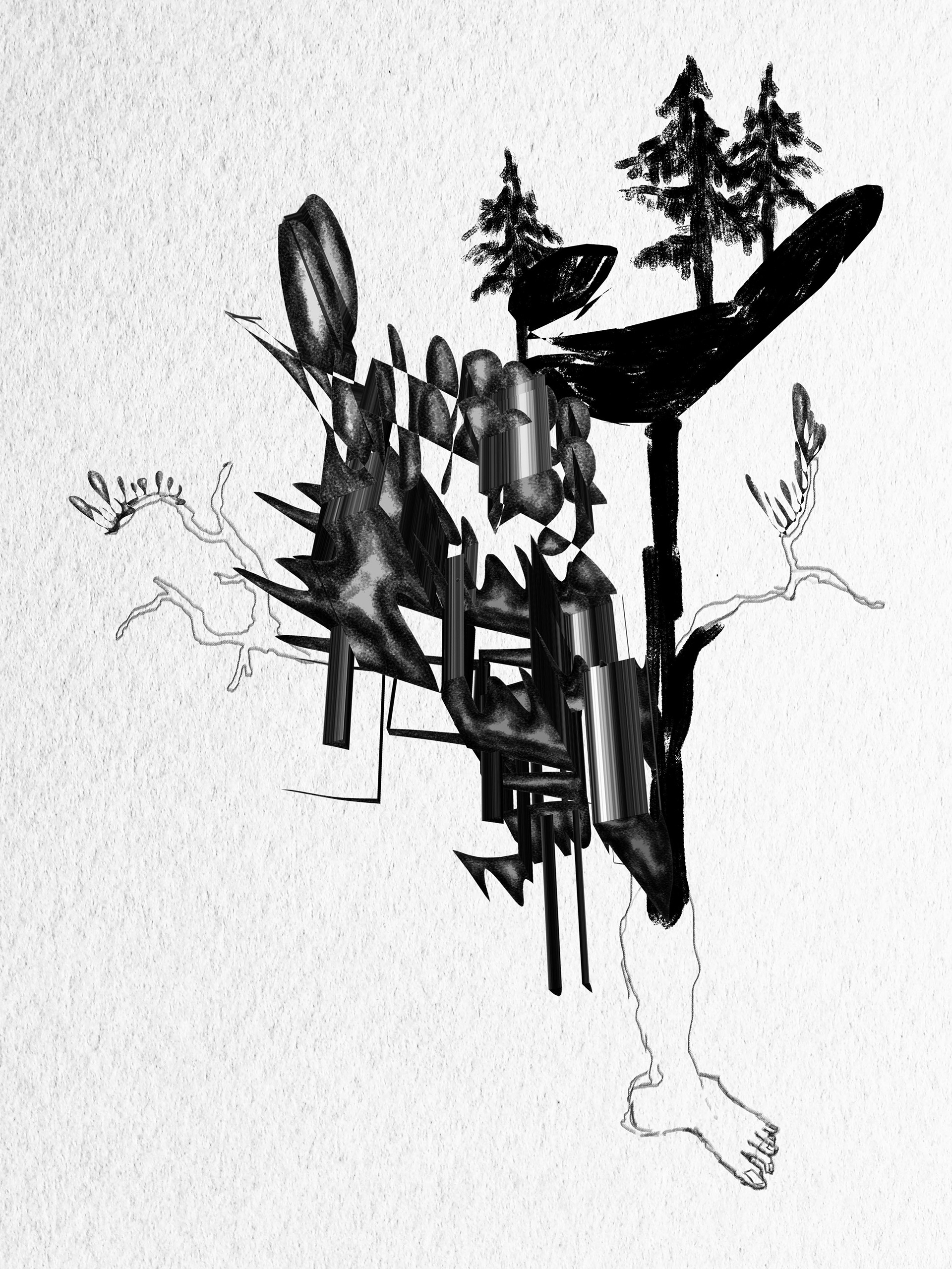 NT 1 I Digitale Zeichnung und Bleistift auf Papier