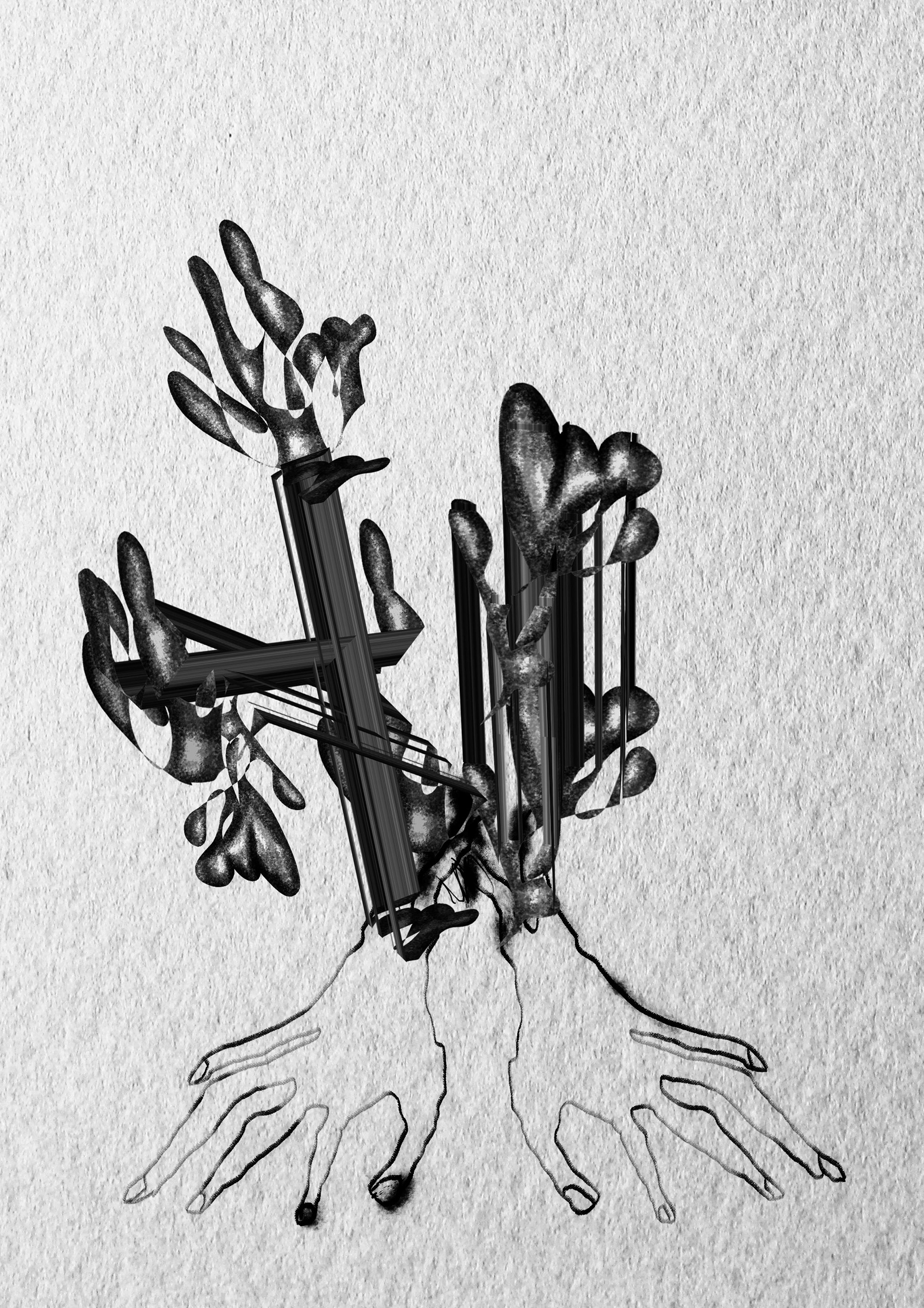 NT 2 I Digitale Zeichnung und Bleistift auf Papier
