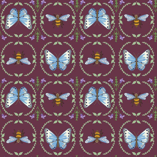 Butterfly & Bee Medallion - Maroon