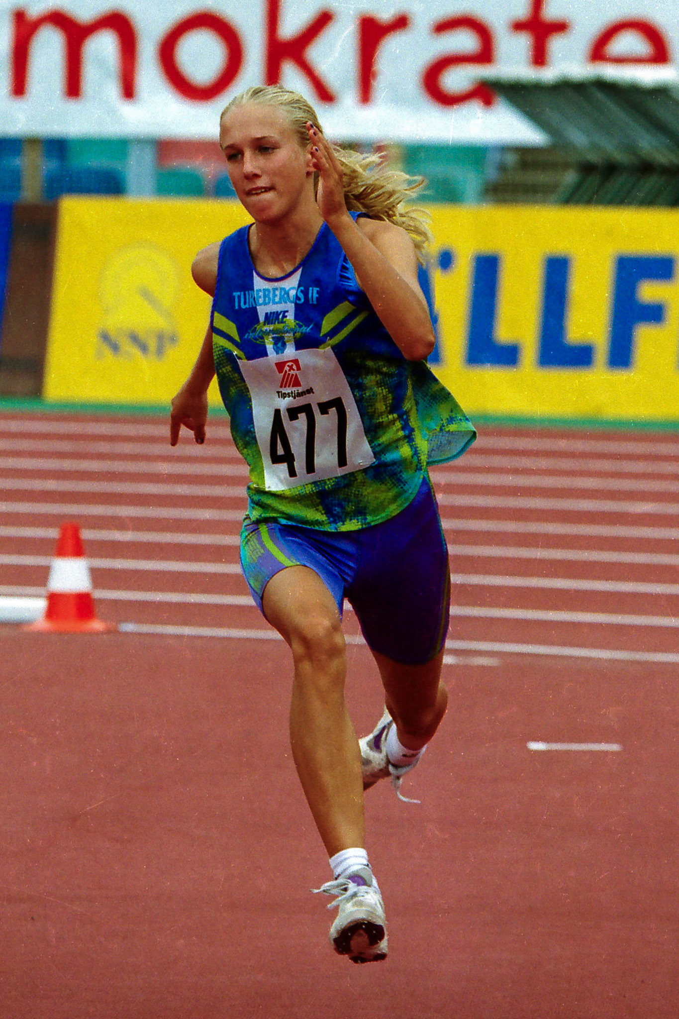 Kajsa Bergqvist in the early stage in her career. 18 year old she finished second in the high jump at the Swedish Championship in Gothenburg 1994: