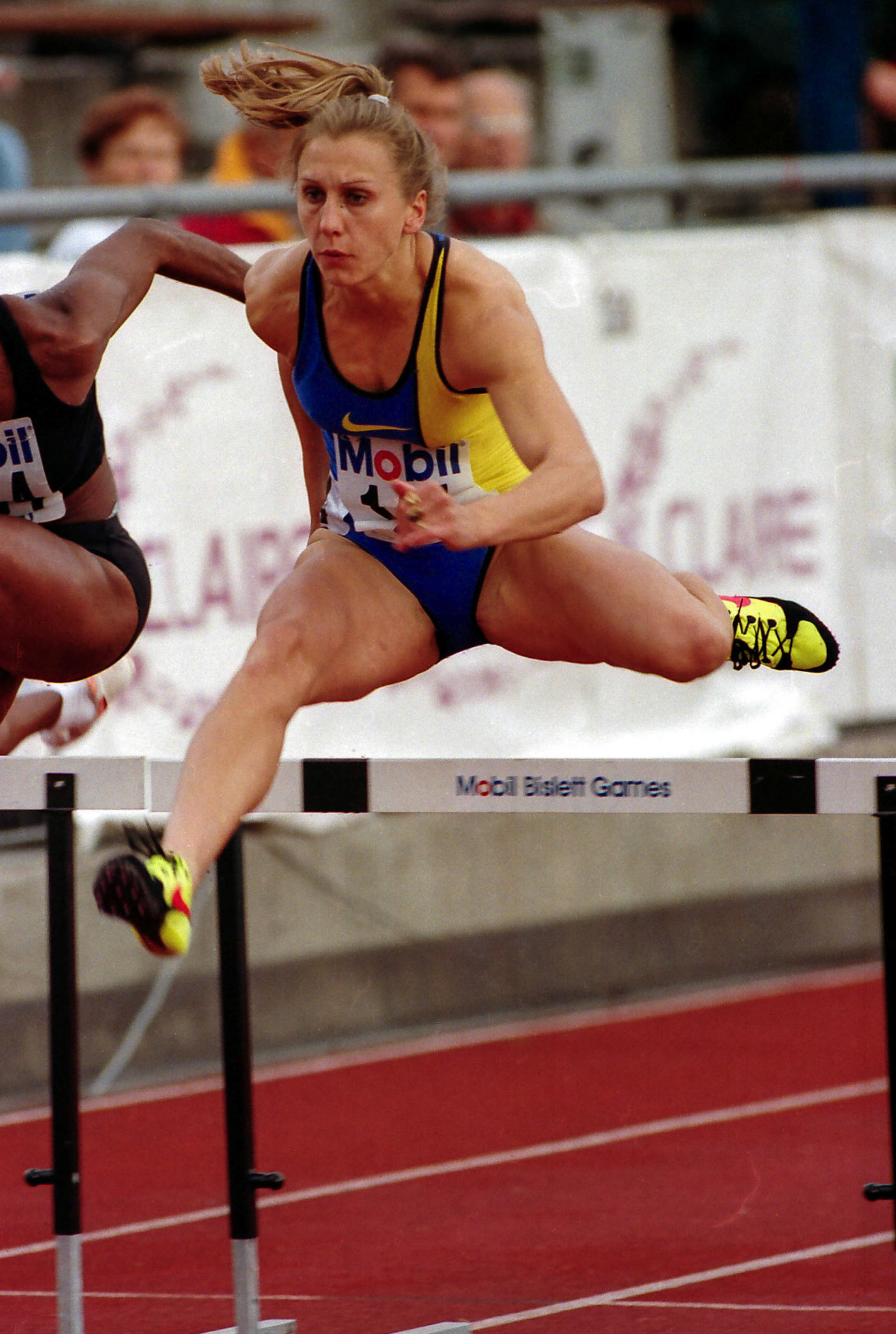 Ludmila Engquist in the 100 meter hurdle at Bislett Games in Oslo 1996.
