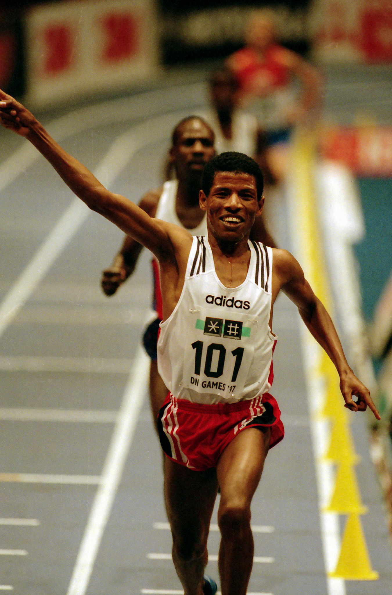 Haile Gebrselassie broke the 13 minute barrier on 5000 meter with 12:59,04 in Stockholm 1997.