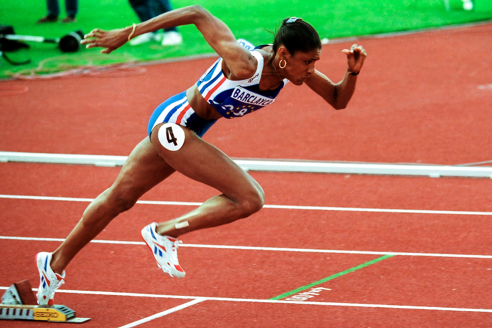 Marie-José Perec from France on her way to the gold at 400 meter at European Championship in Helsinki 1994.