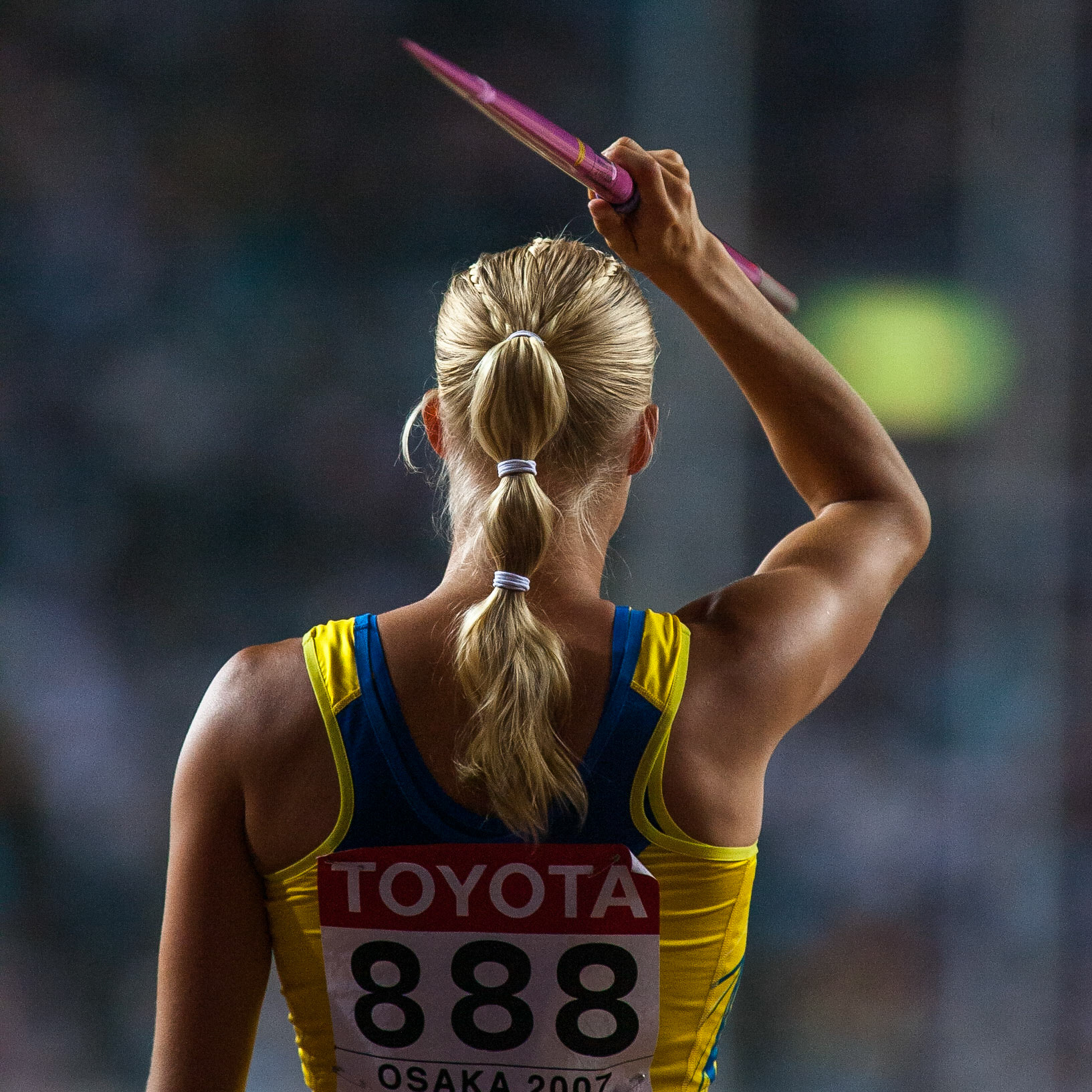 Carolina Klüft in the javelin throw at the World Championship in Osaka 2007.