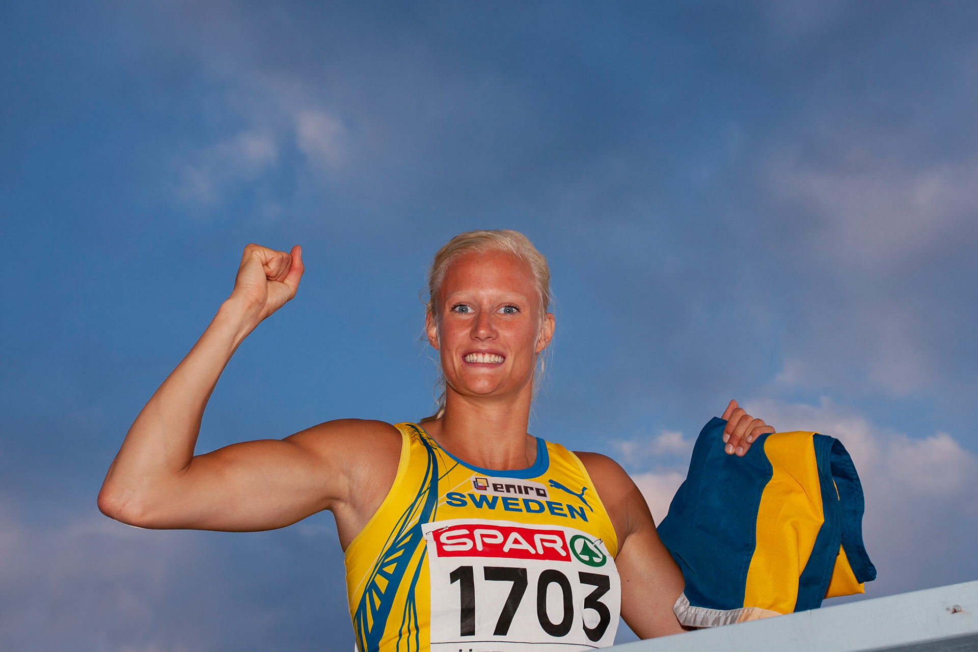 Carolina Klüft after her victory in the heptathlon at the European Championship in Gothenburg 2006.
