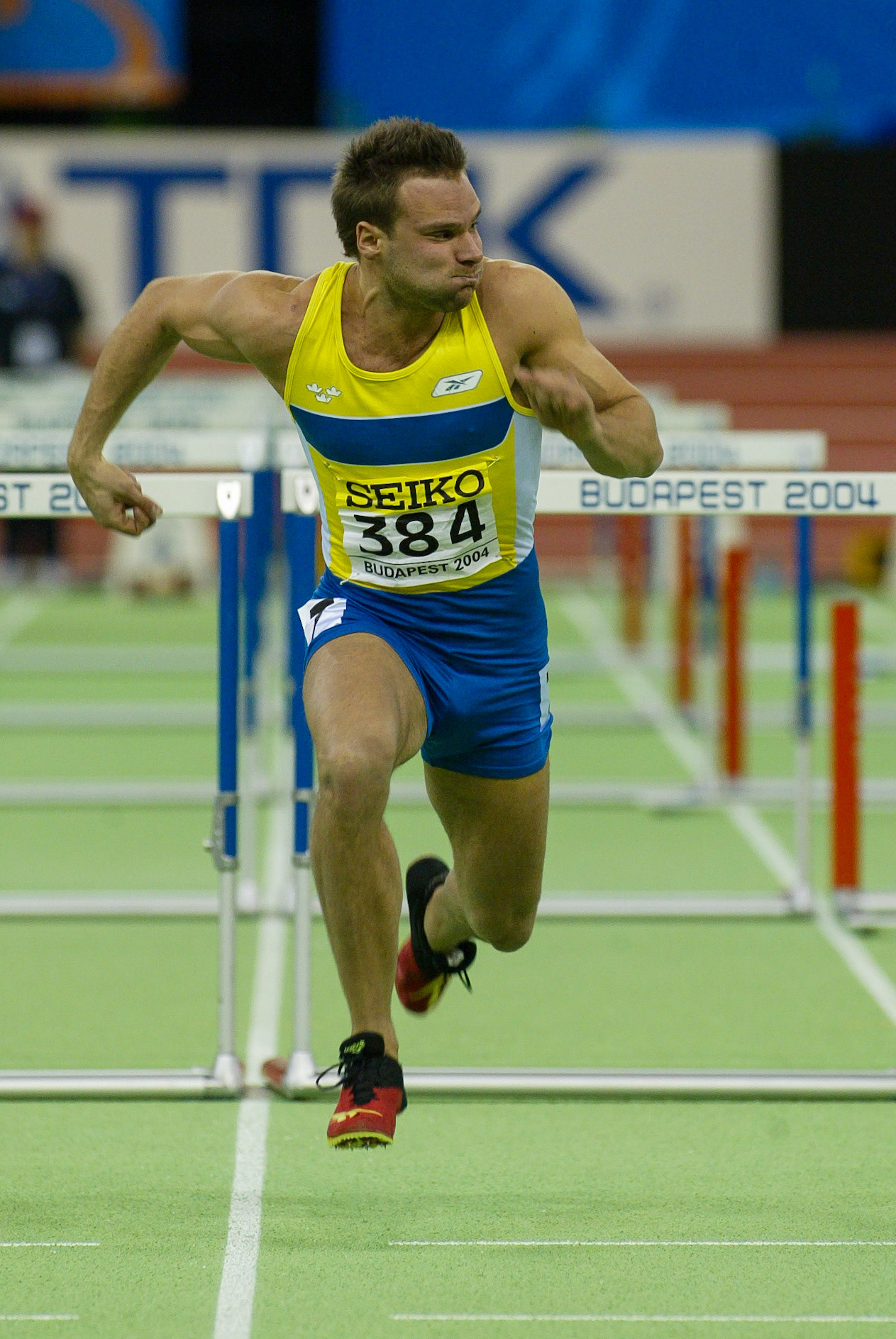 Robert Kronberg was sixth in 60 meter hurdle at the World Indoor Championship in Budapest 2004.