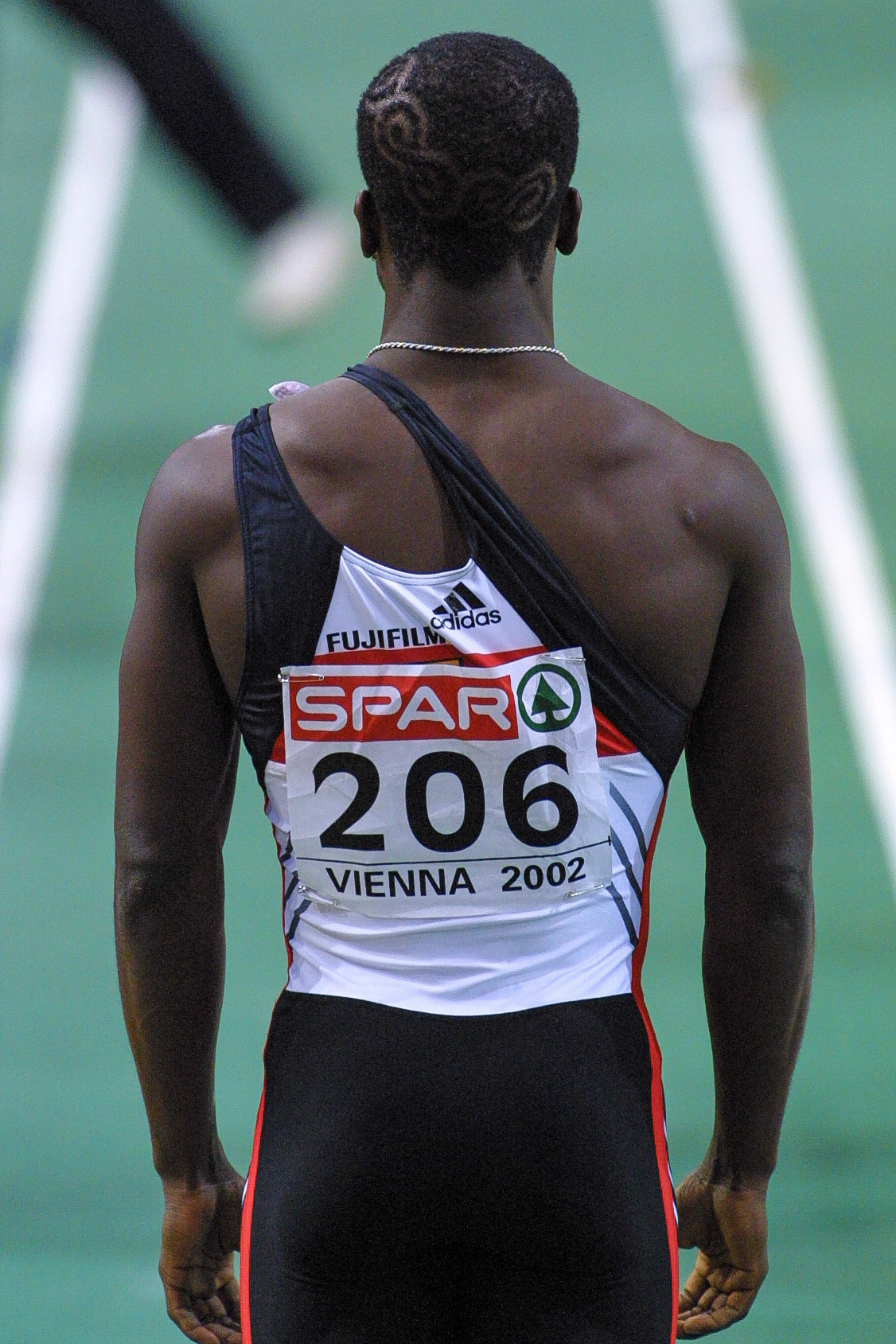 Kofi Amoah Prah in the long jump at European Indoor Championship in Vienna 2002