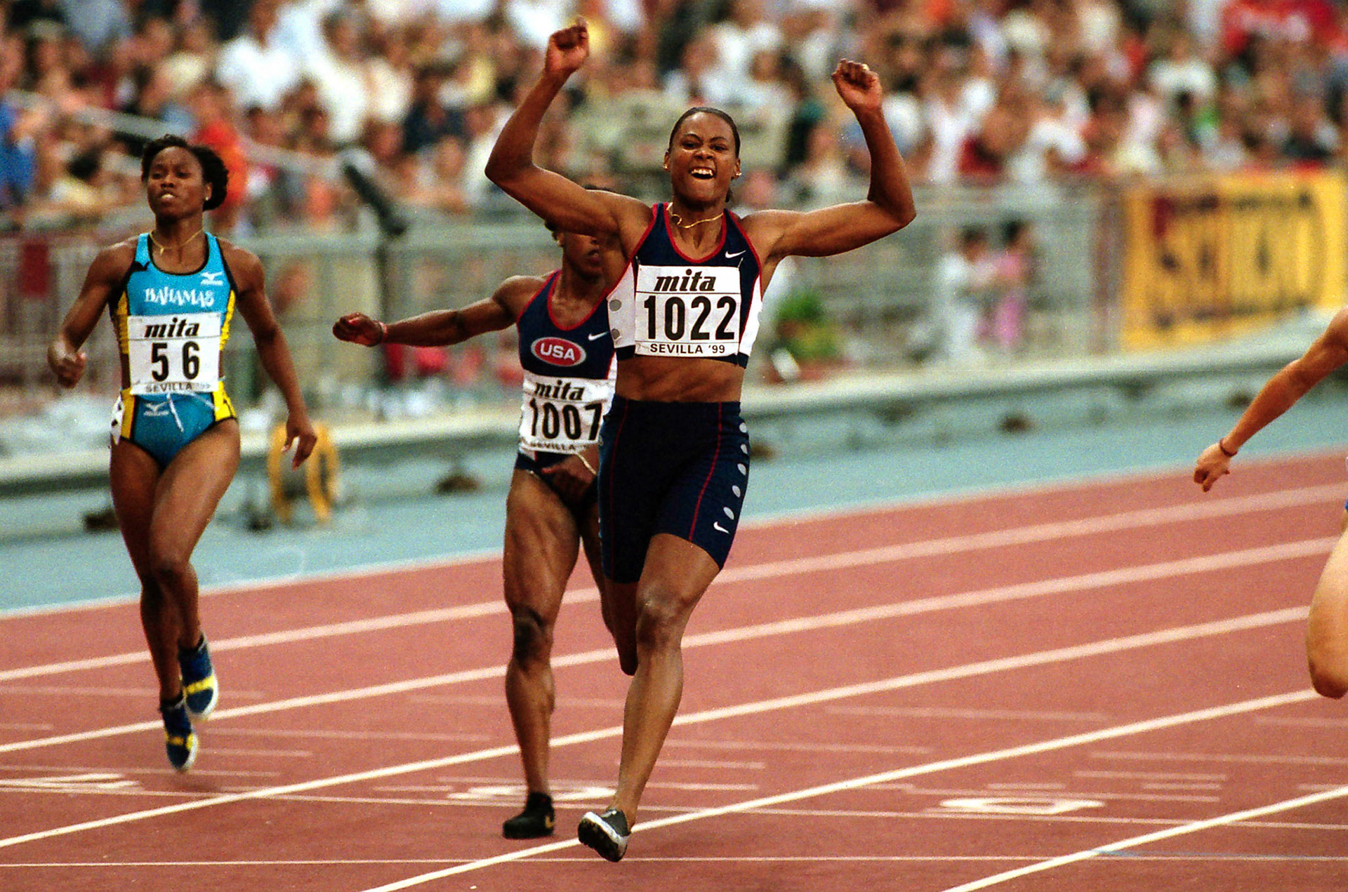 Marion Jones won the 100 meter at the World Championship in Seville 1999