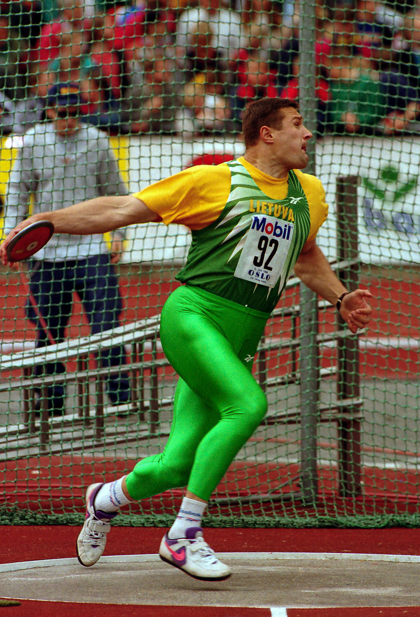 Virgilijus Alekna from Lituania in the discus at Bislett Games in Oslo 1996.