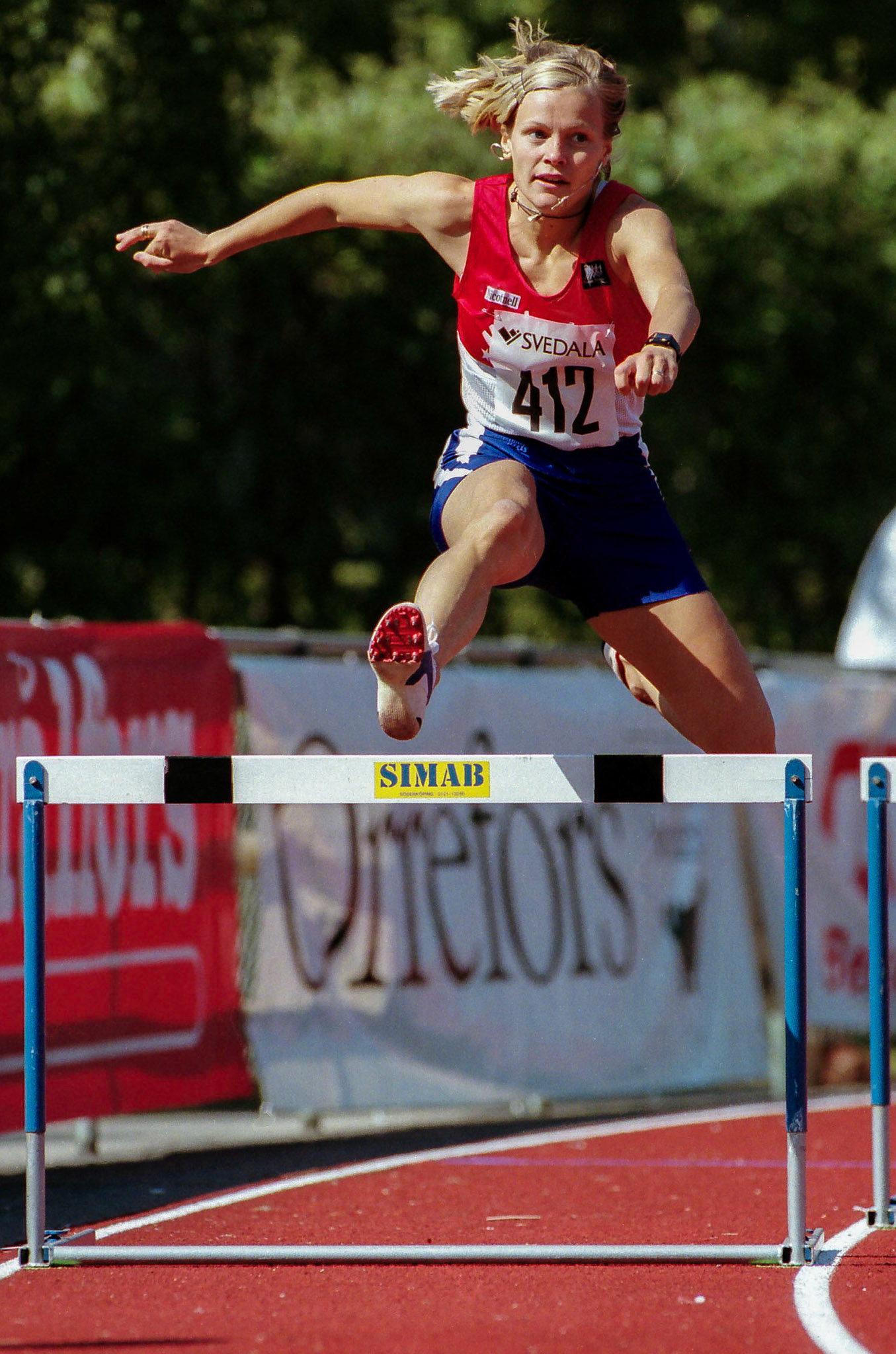 Frida Johansson at 400 meter hurdle at Swedish Championship in Karlskrona 1996.