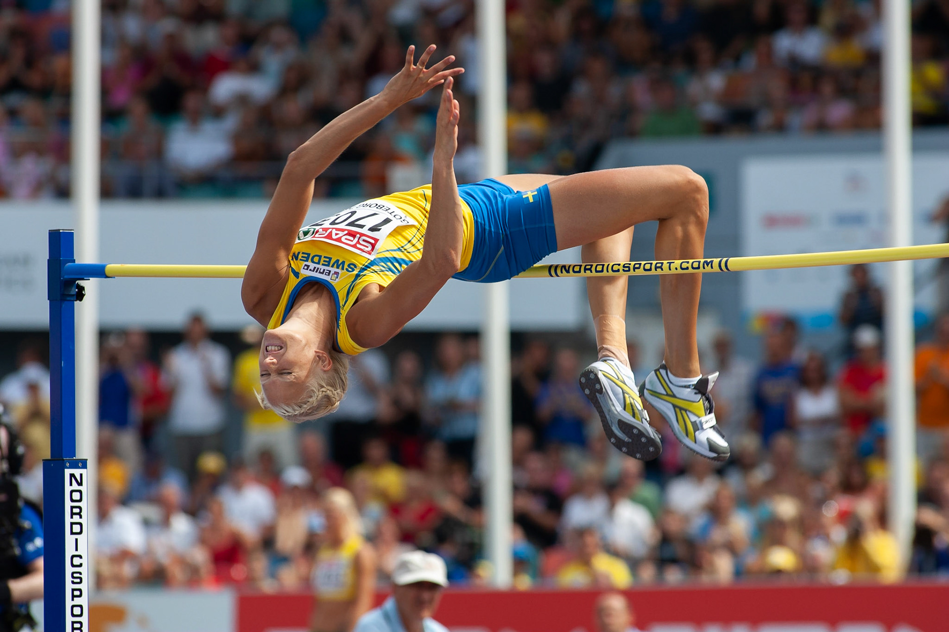 Carolina Klüft in the heptatlhlon high jump at the European Championship in Gothenburg 2006.