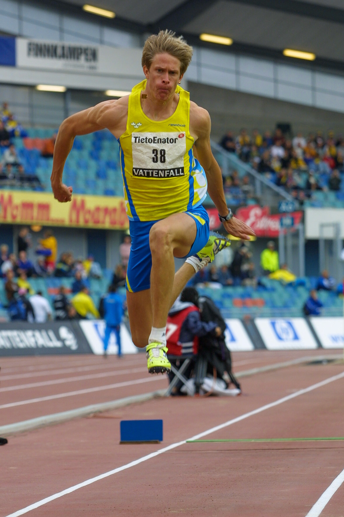 Christian Olsson won the triple jump in Finnkampen in Gothenburg 2001.