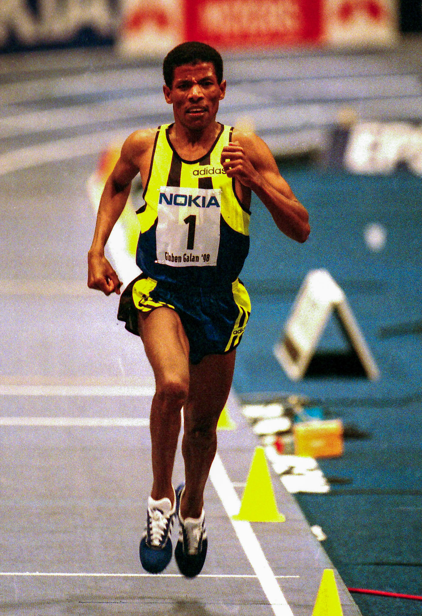 Haile Gebrselassie at 3000 meter in Stockholm 1998.