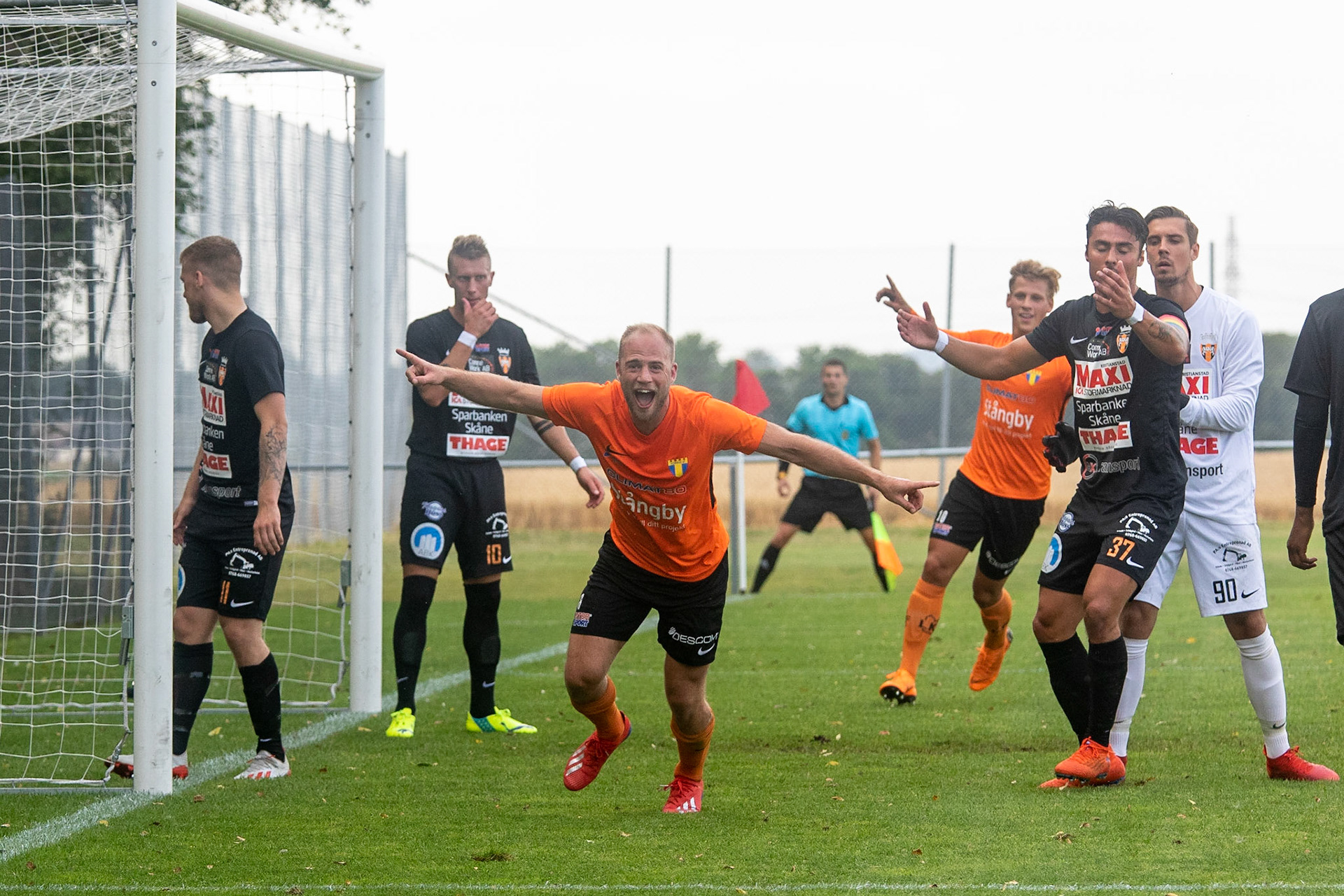Division 1 Torns IF - Kristianstad FC 2019: Patrik Östlund jublar efter sitt nickmål som gav Torn ledningen med 2-0