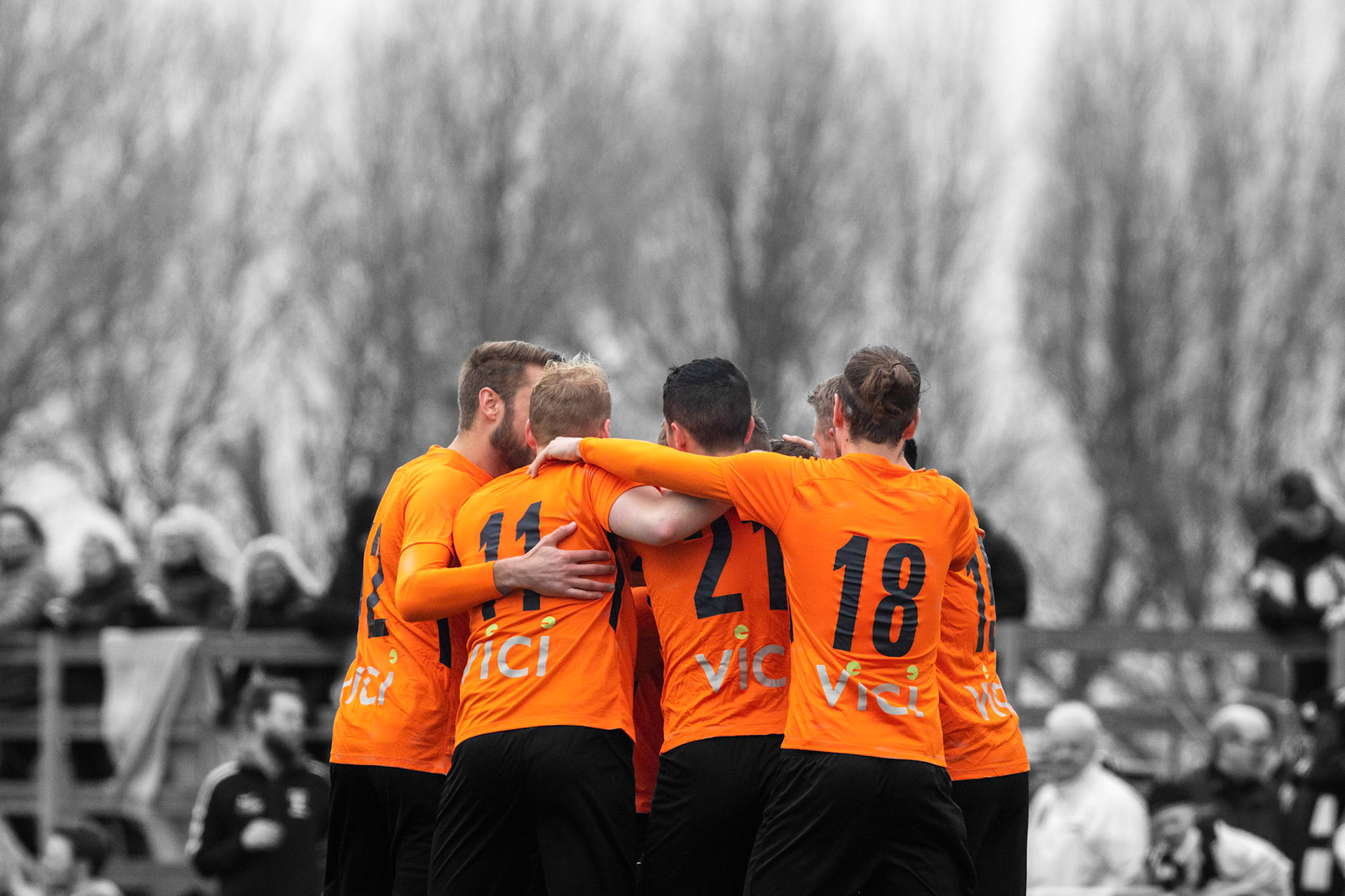 Lagpep inför matchstart.