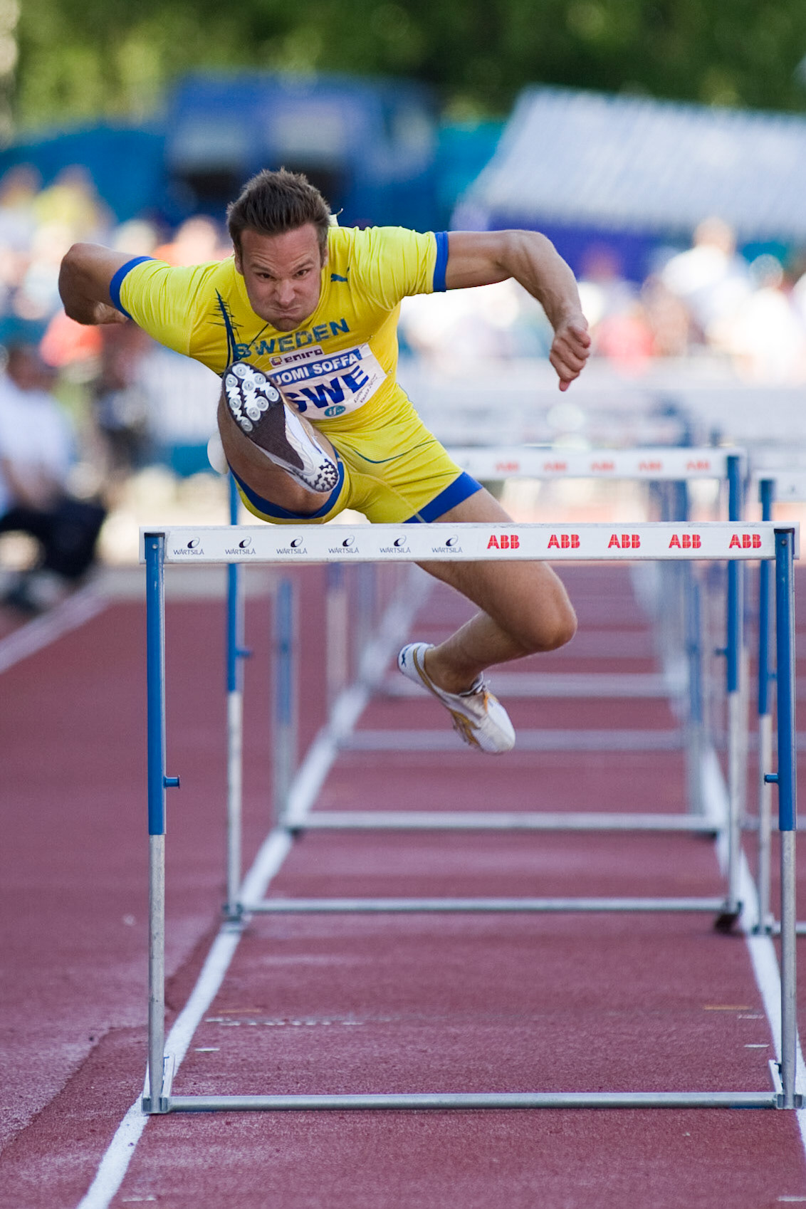 Robert Kronberg in 110 meter hurdle at the European Cup in Vaasa 2007