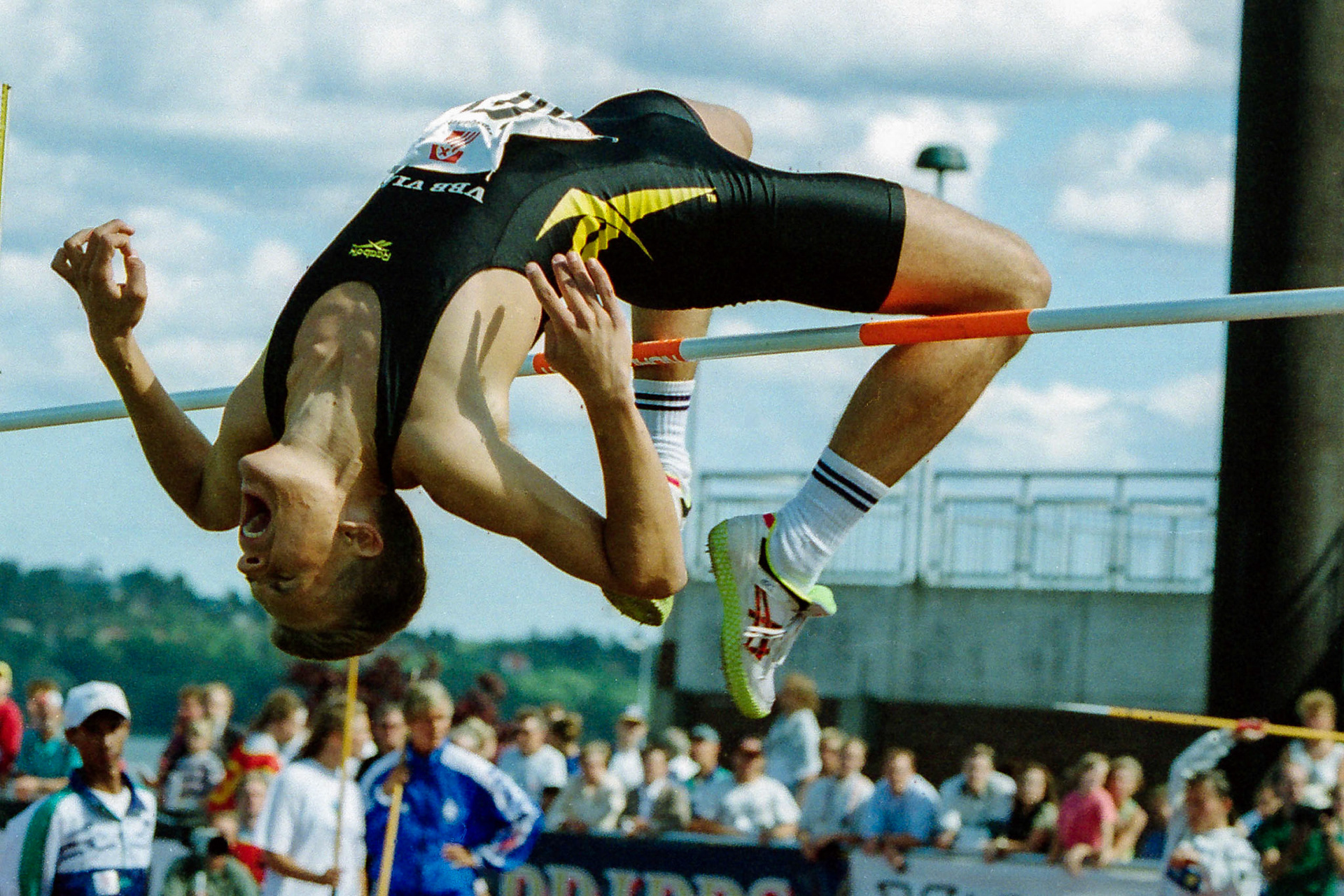 Stefan Holm in the high jump at  at the Swedish Championship in Sollentuba 1995.