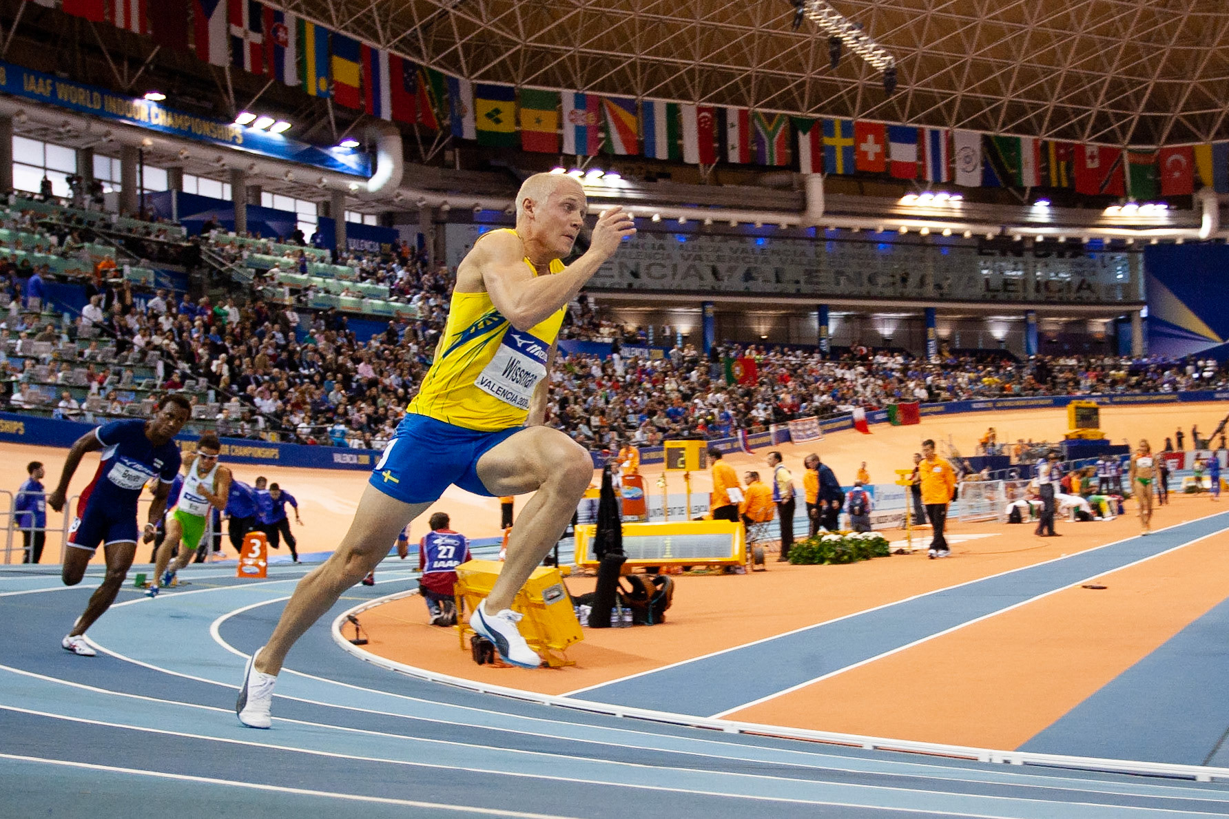Johan Wissman took the silver in 400 meter at the World Indoor Championship in Valencia 2008.
