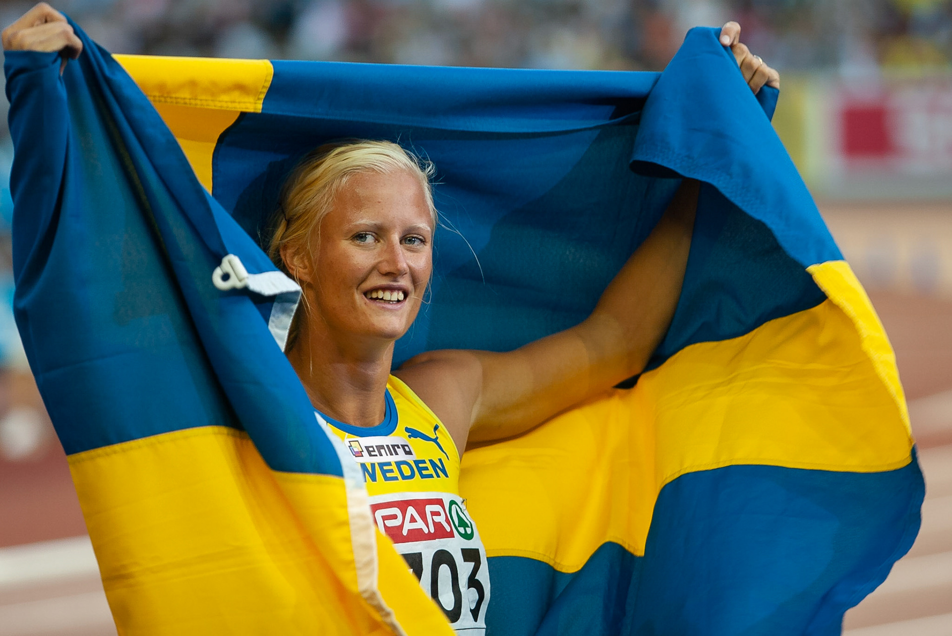 Carolina Klüft after her victory in the heptathlon at the European Championship in Gothenburg 2006.