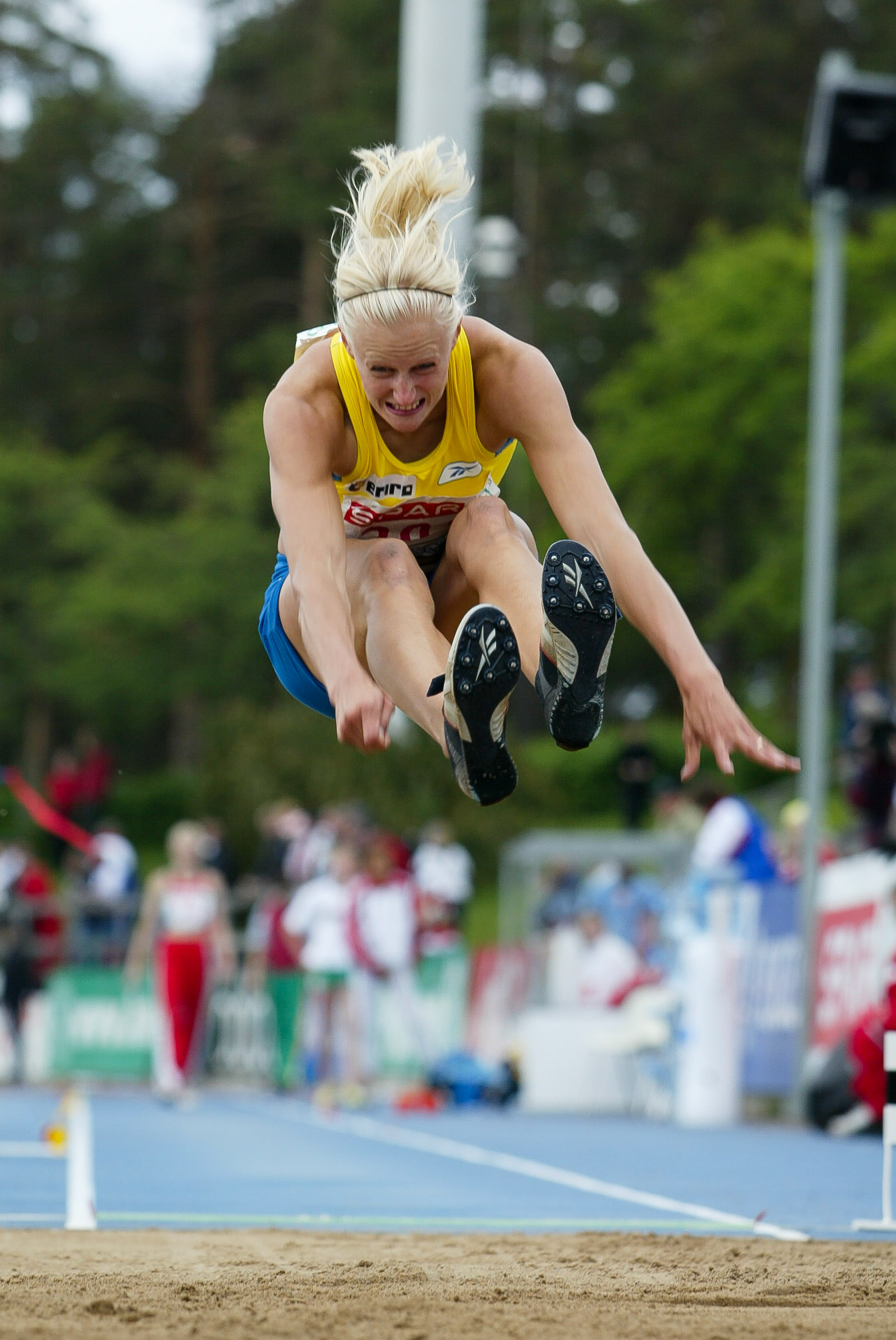 Carolina Klüft in the long jump at the European Cup in Lappeenranta 2003.