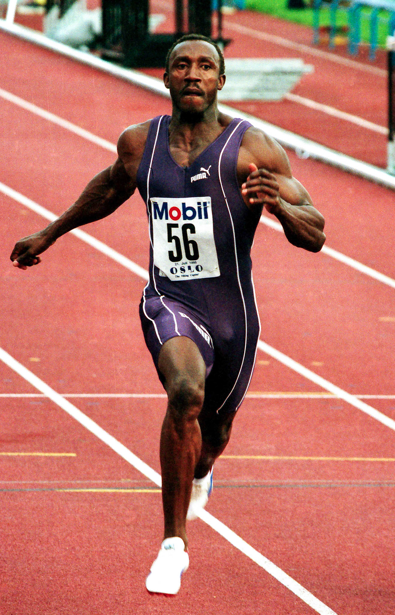 Linford Christie at Biseltt Games in Oslo 1995.
