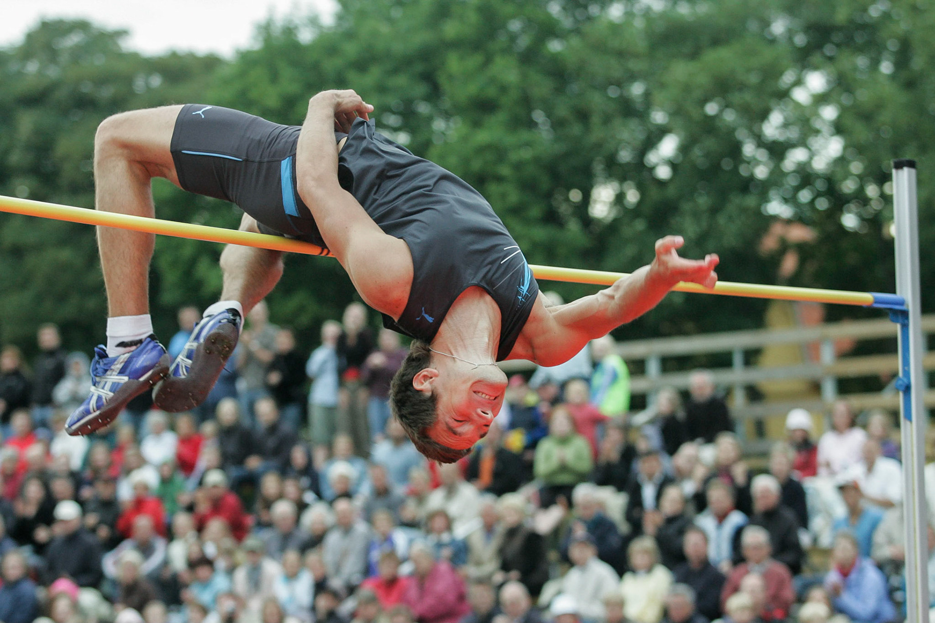 Linus Thörnblad won the high jump in a battle with Stefan Holm in Lund 2006.