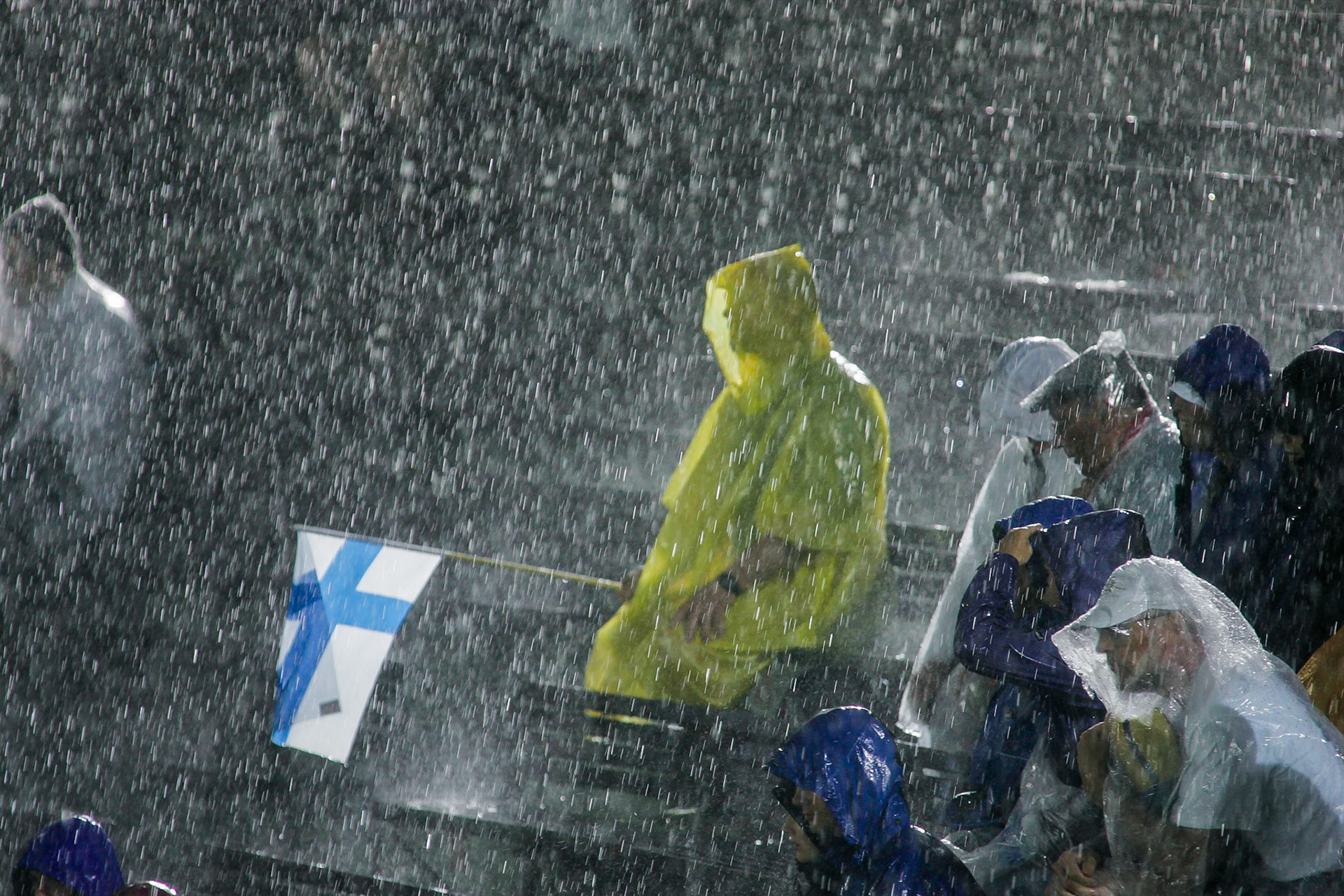 A tropical rain stopped the competitions for a few hours at the World Championship in Helsinki 2005.