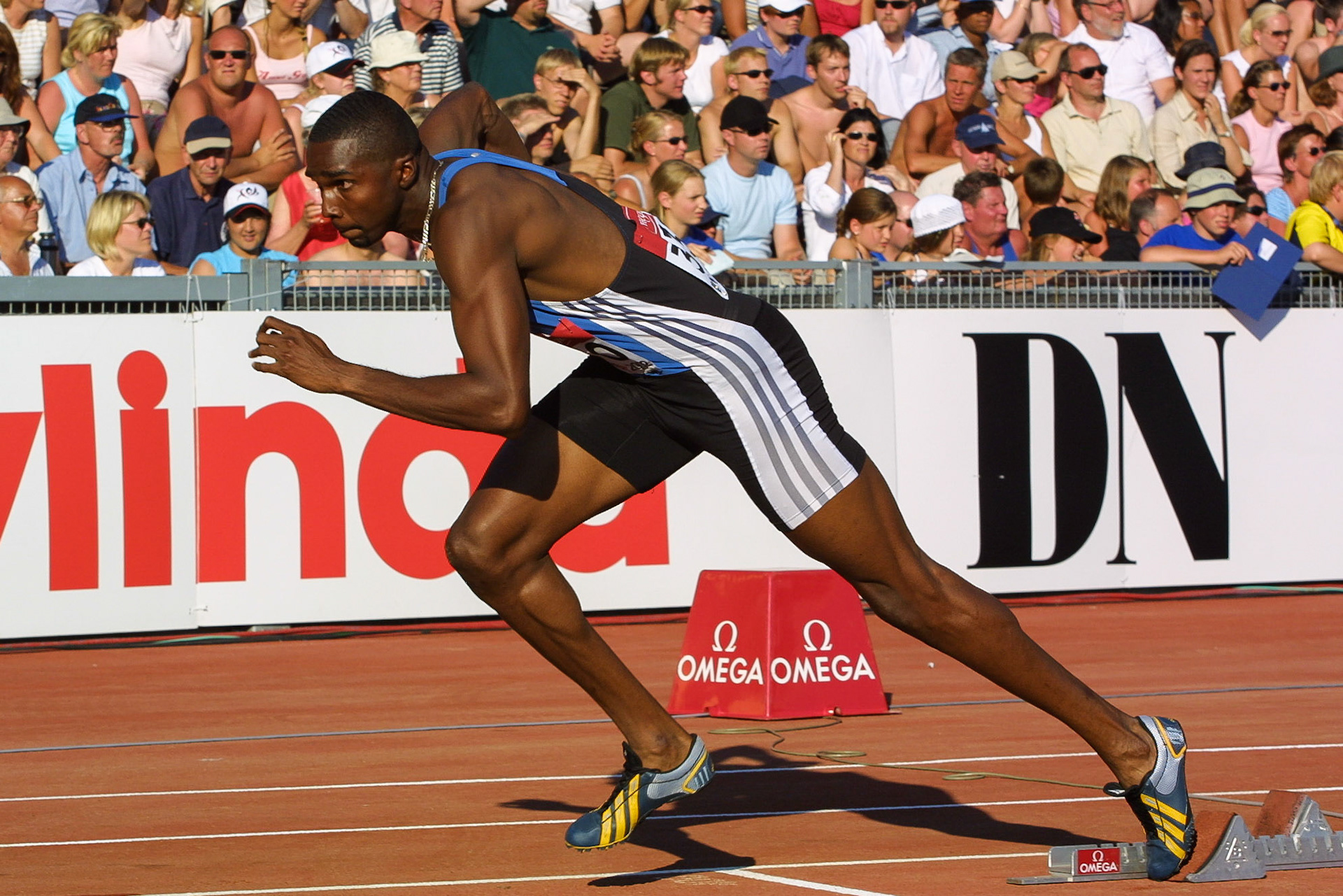 Aleyne Francique starting the 400 meter in Oslo 2002.