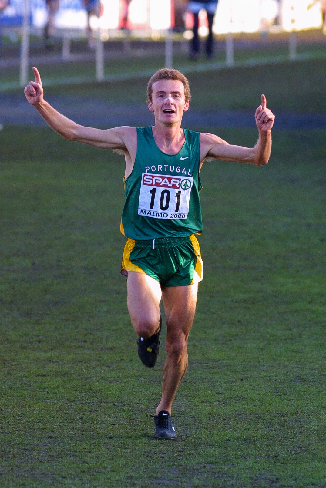 Paulo Guerra of Portugal won the mens race  at the European Cross Country championship in Malmö 2000.
