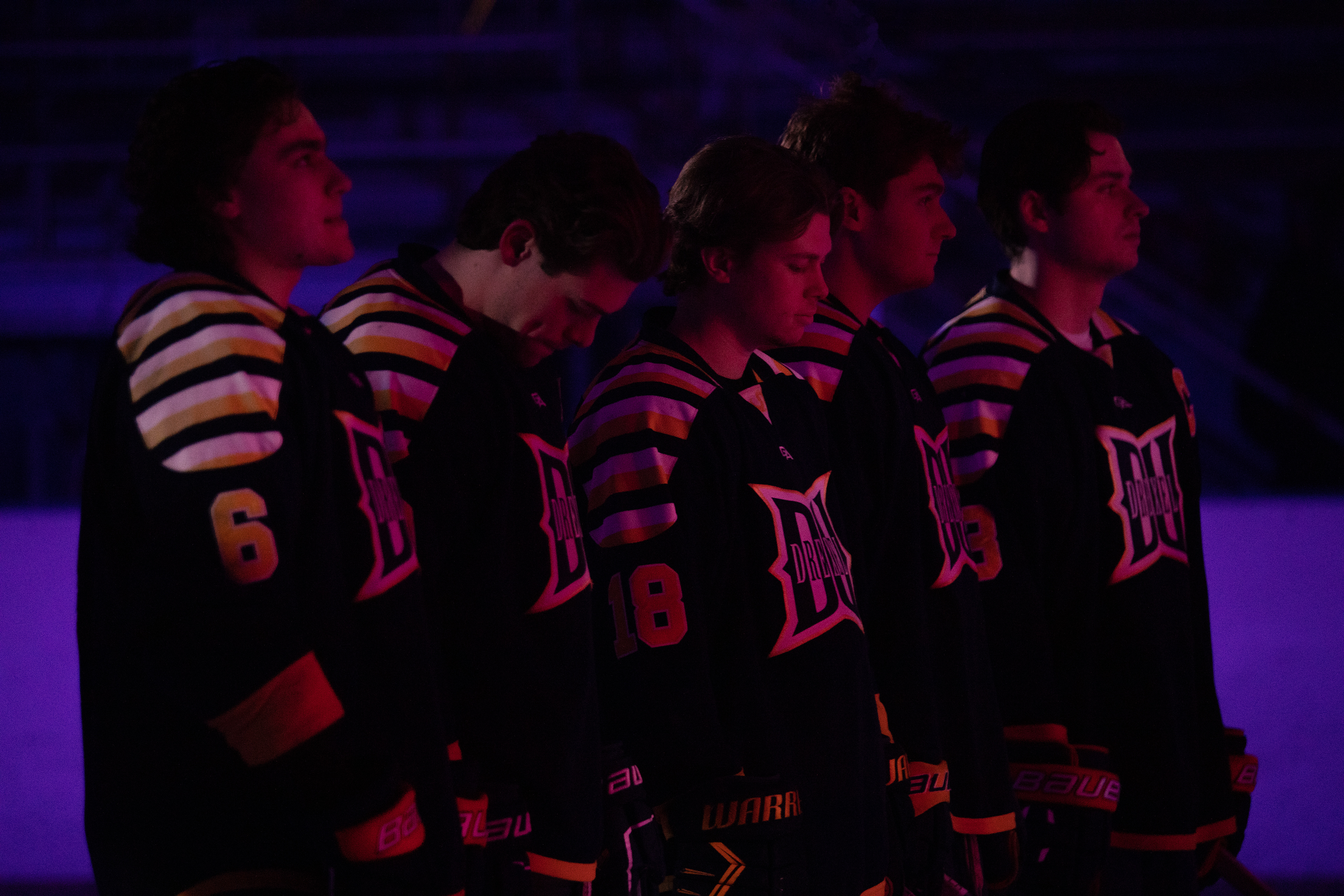 Drexel D1 Starting Lineup stands during the National Anthem on 01/27/2023.