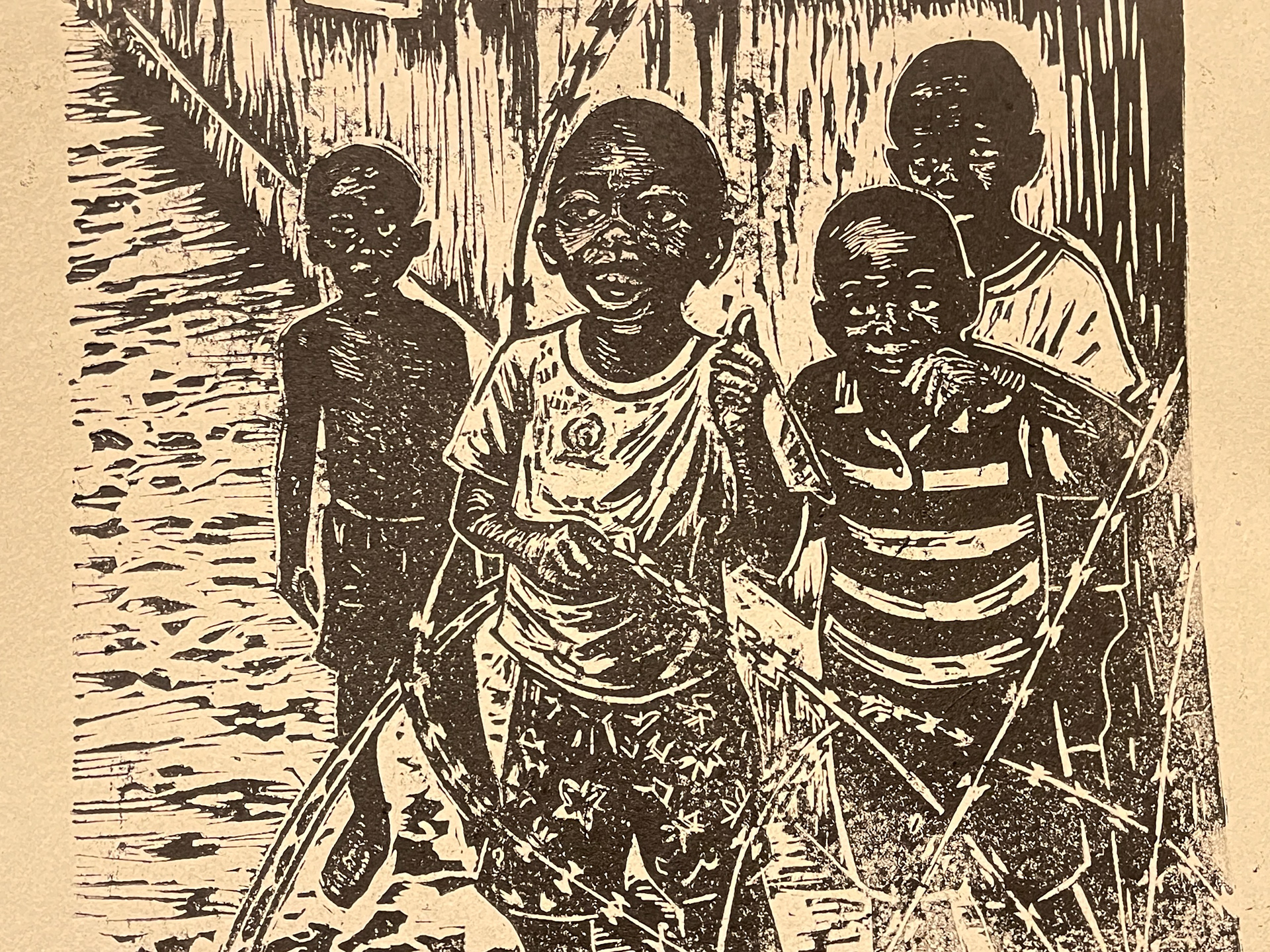 Outside the Wire | Linoleum relief print, hand pulled | 11 x 12 | Edition of 15