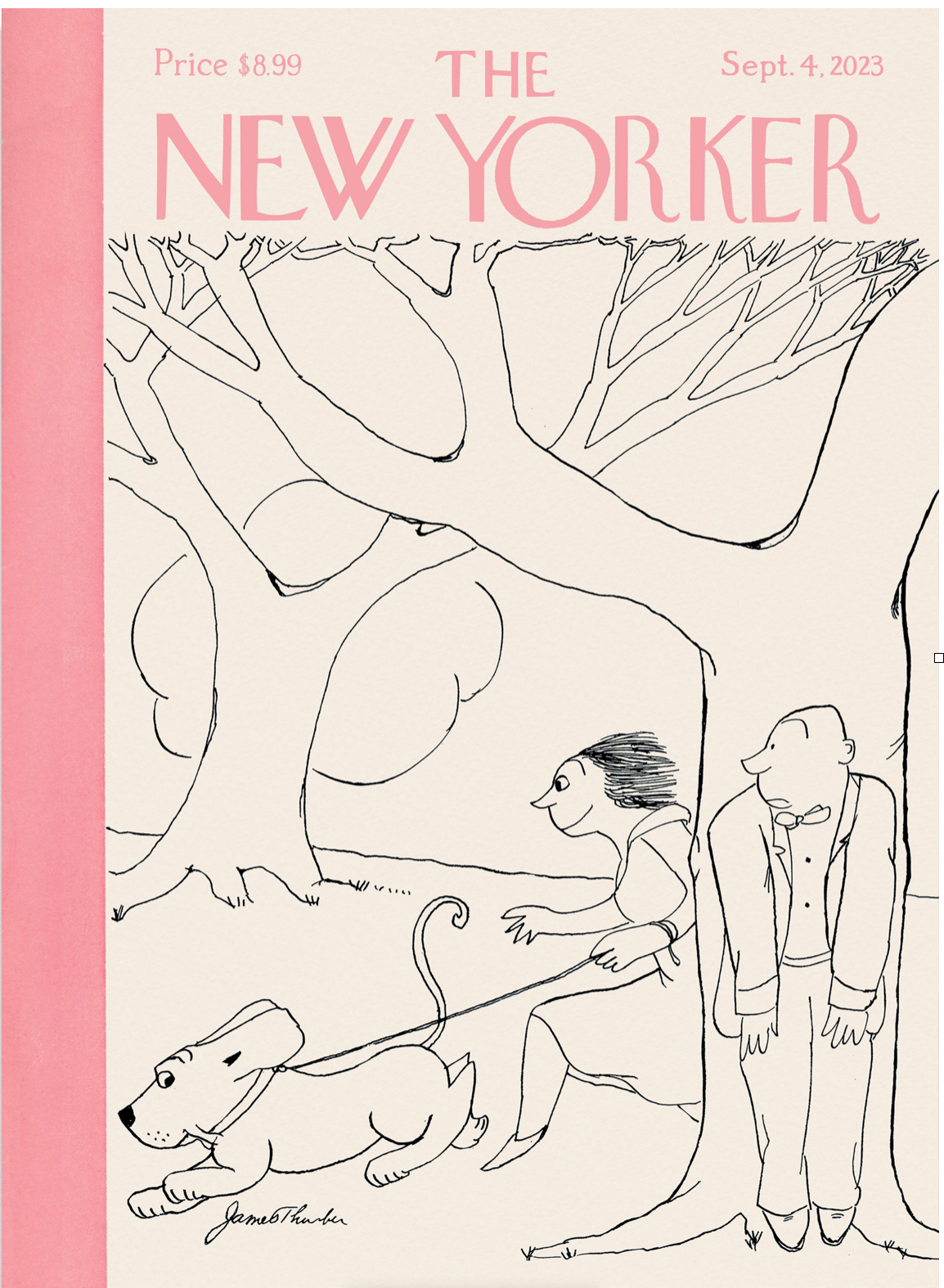 Attempted Bloggery: Hiding from the Dog Walker: James Thurber Preliminary  New Yorker Cover Art