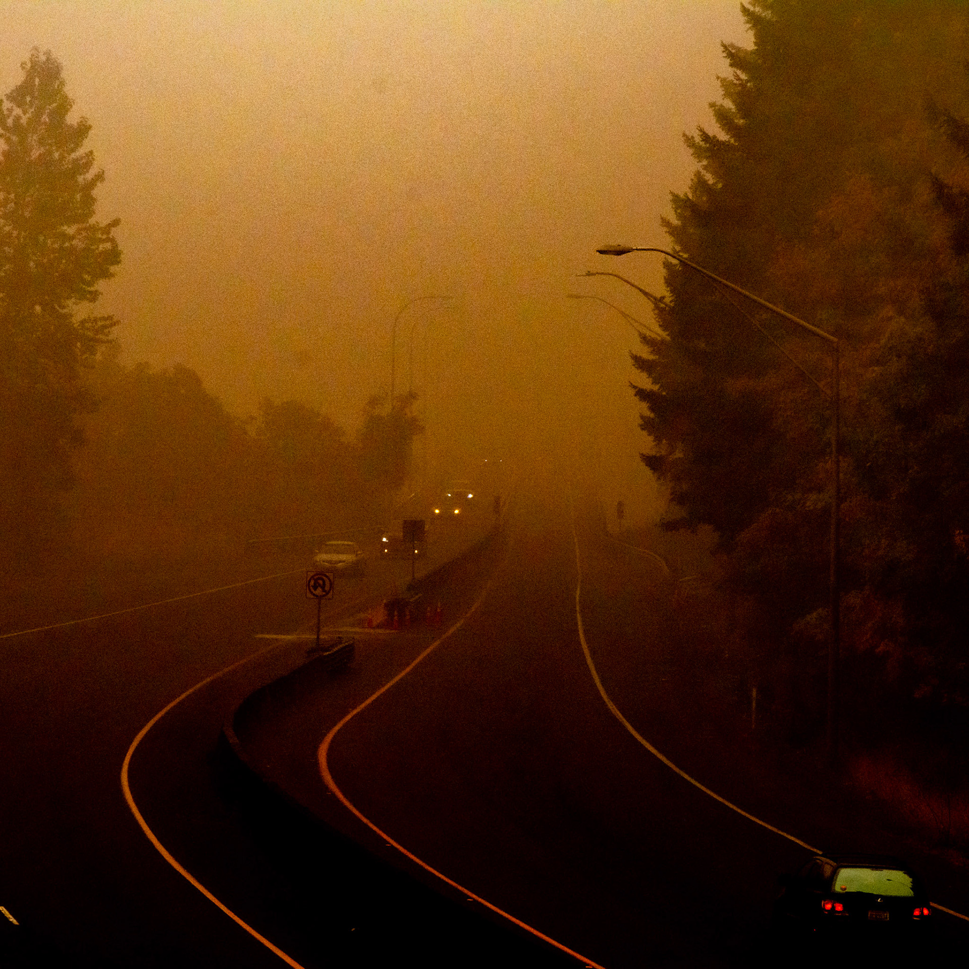 September 13. Through the Smoke.  NW Sixth Avenue over SR-14, Camas, Washington, United States