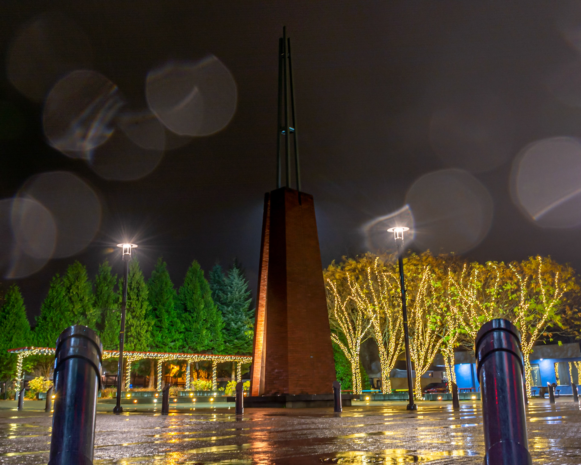 November 24. Rainy Reflection.  Reflection Plaza, Washougal, Washington, United States