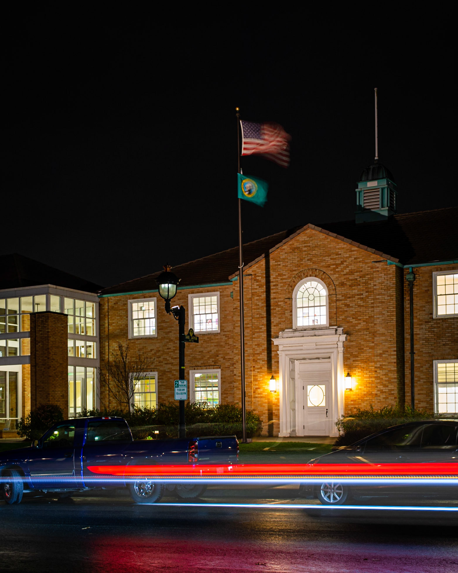 January 6. Zooming past the Library.  Camas Public Library, Camas, Washington, United States