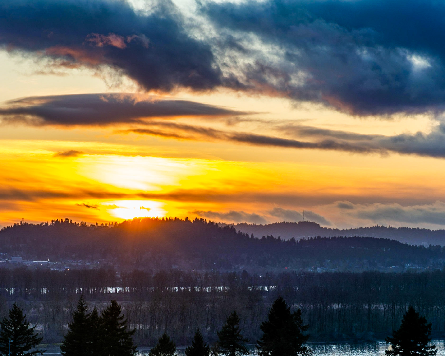 January 14. Another basic sunset.  Columbia Palisades, Camas, Washington, United States