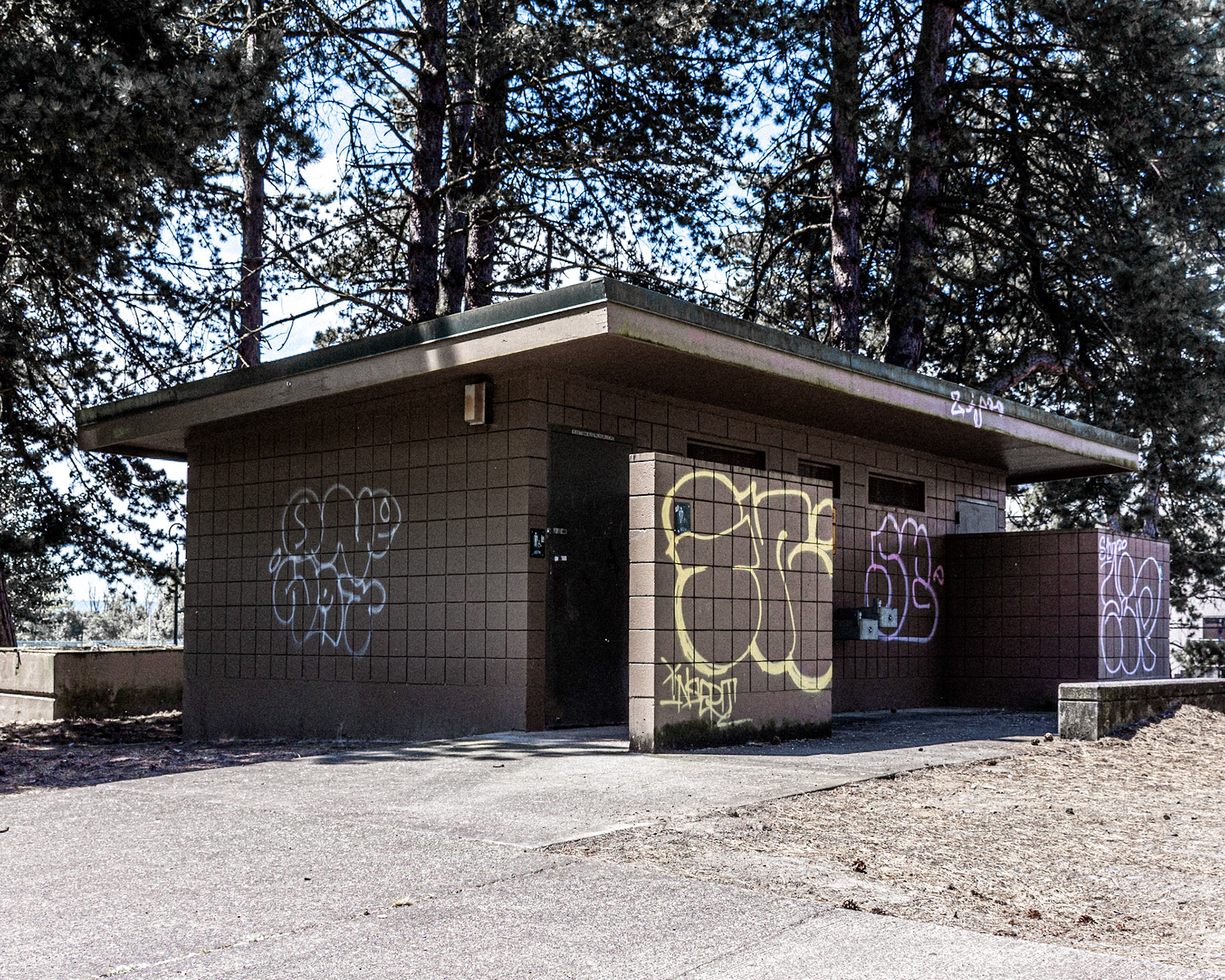 July 11. Sketchy Bathroom.  Marine Park, Vancouver, Washington, United States