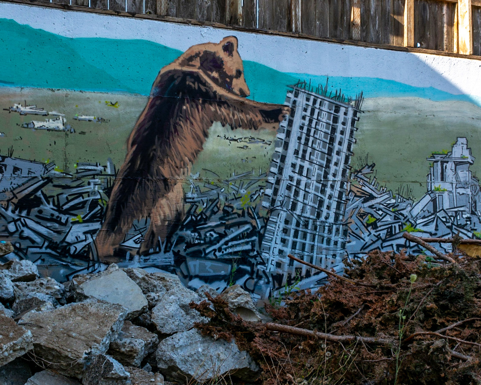 August 3. Toppling Bear!  Washougal Times Restaurant, Washougal, Washington, United States